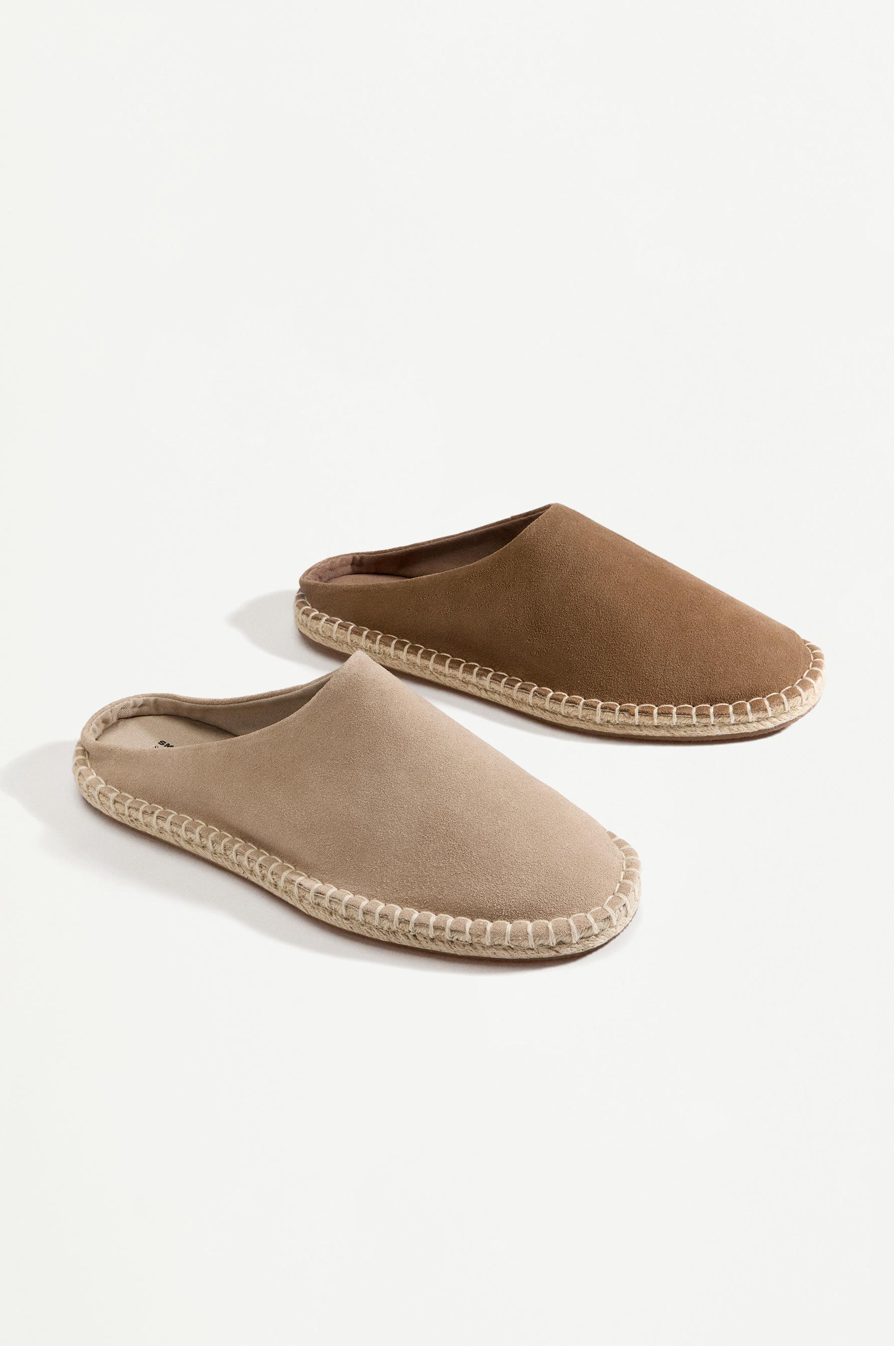 Jute-effect leather clogs — BEIGE