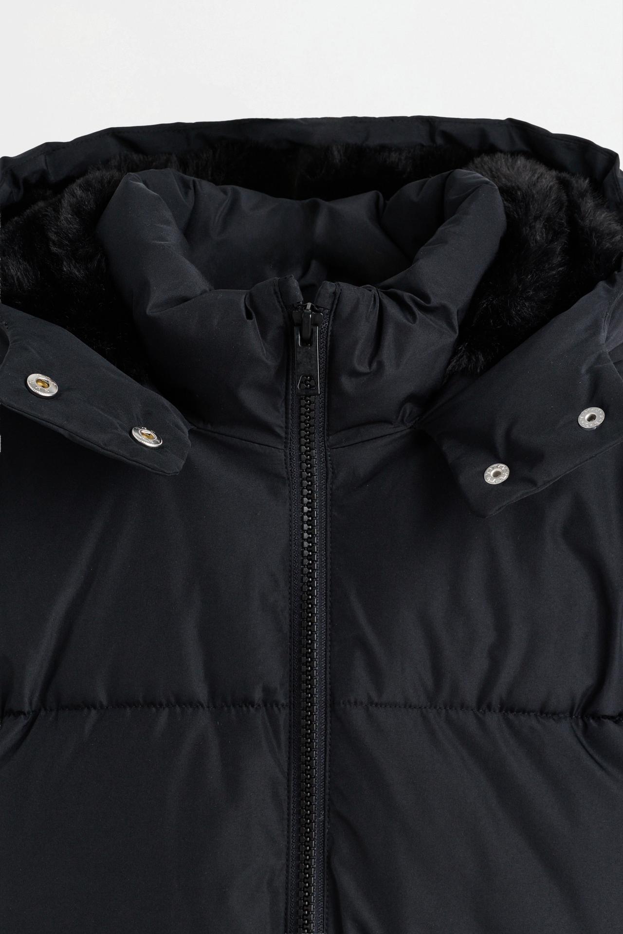 Hooded quilted coat — BLACK