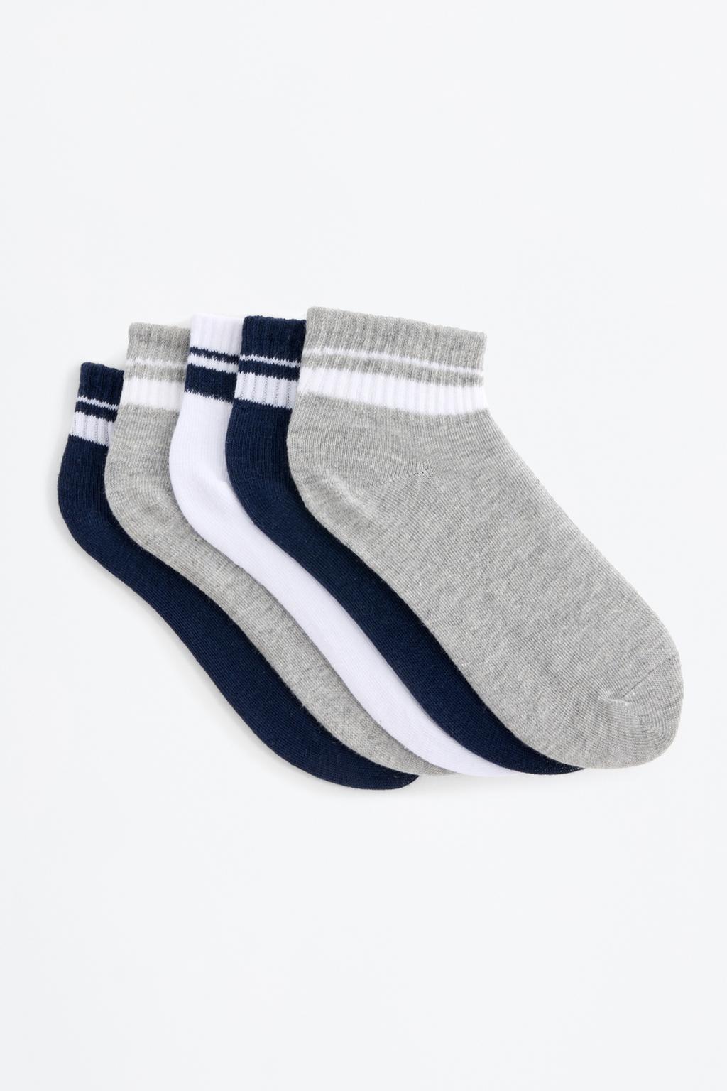 Pack 5 calcetines tobilleros altos rayas