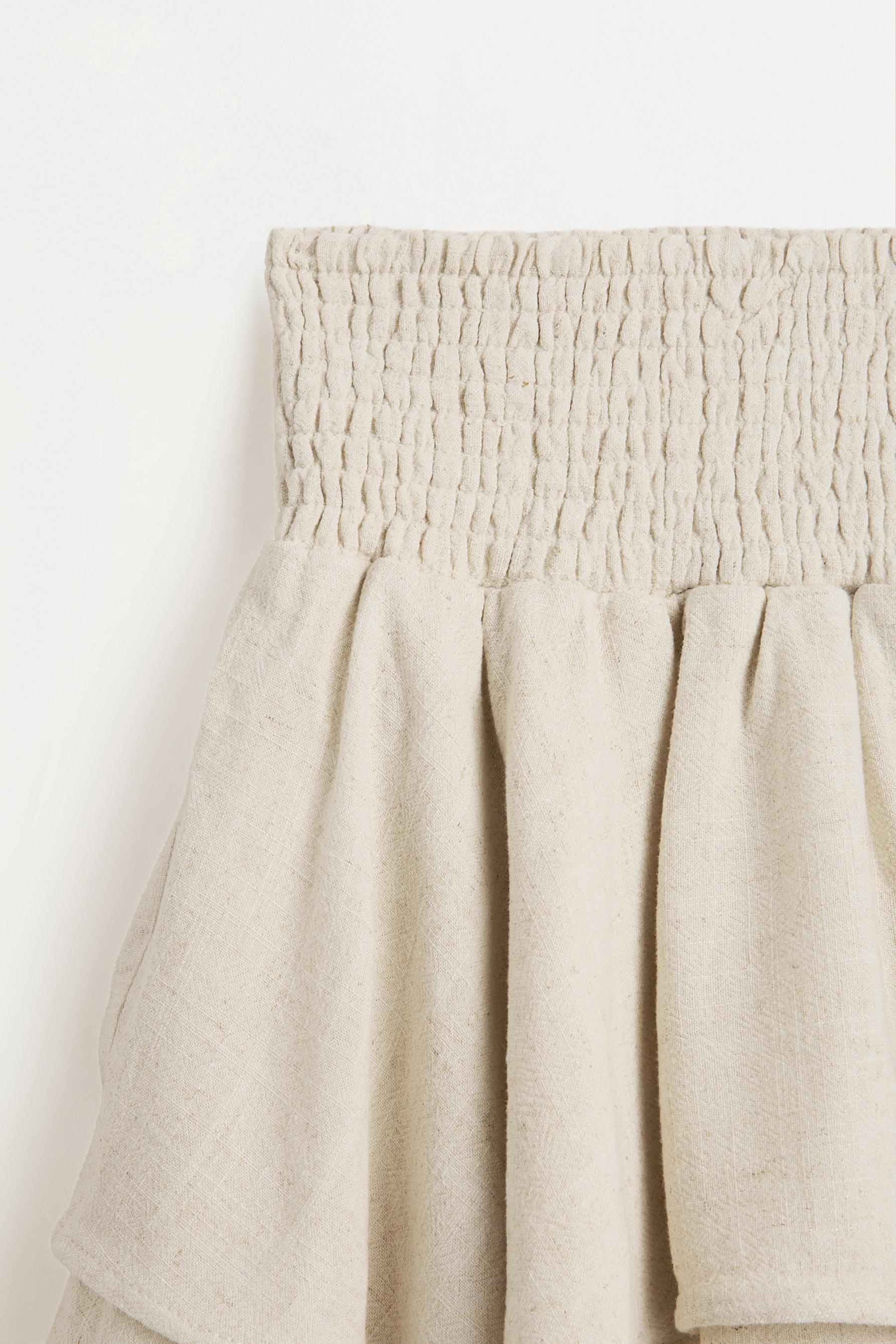 Short rustic skirt with ruffles — BEIGE