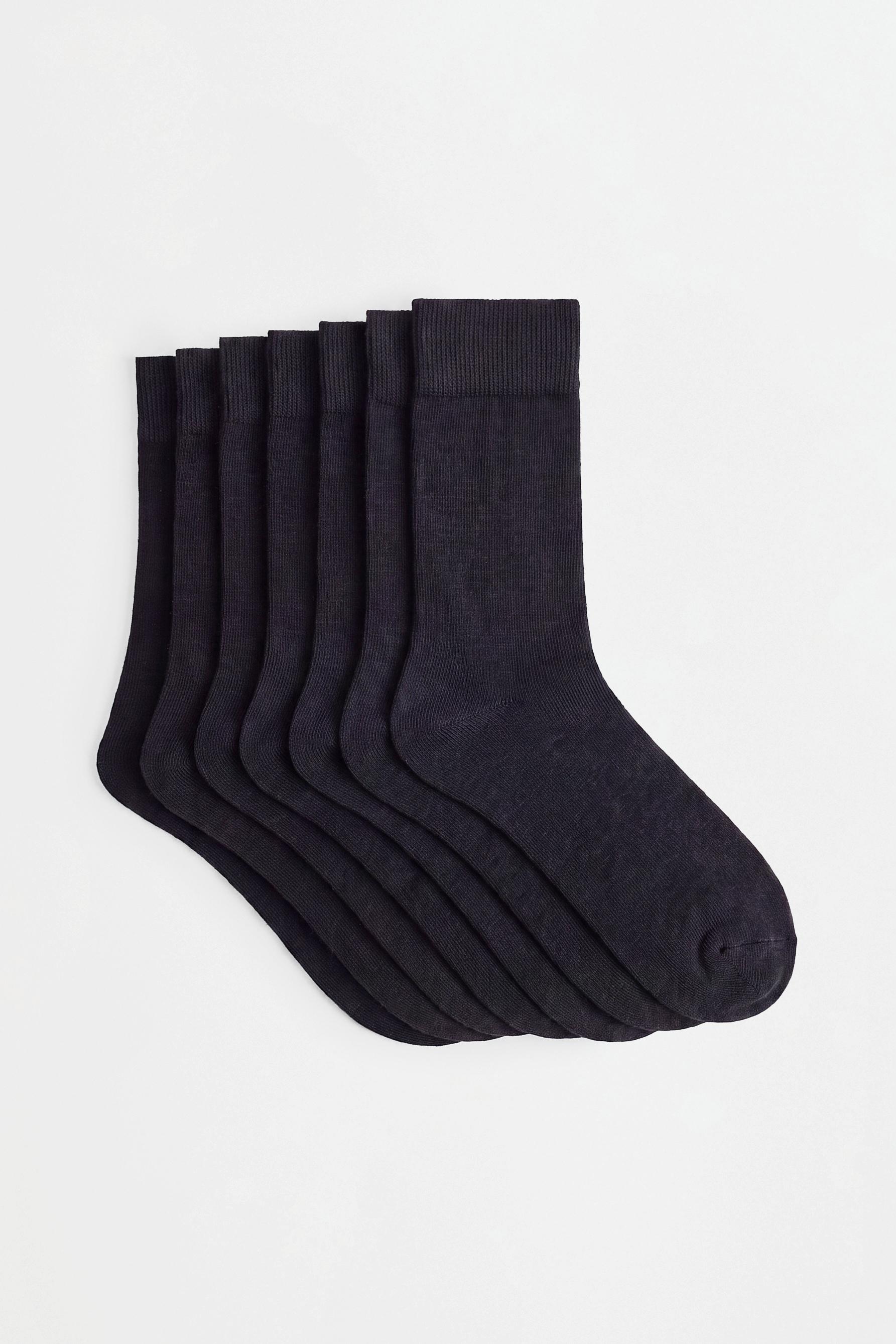 Basic long socks (7-pack) — BLACK