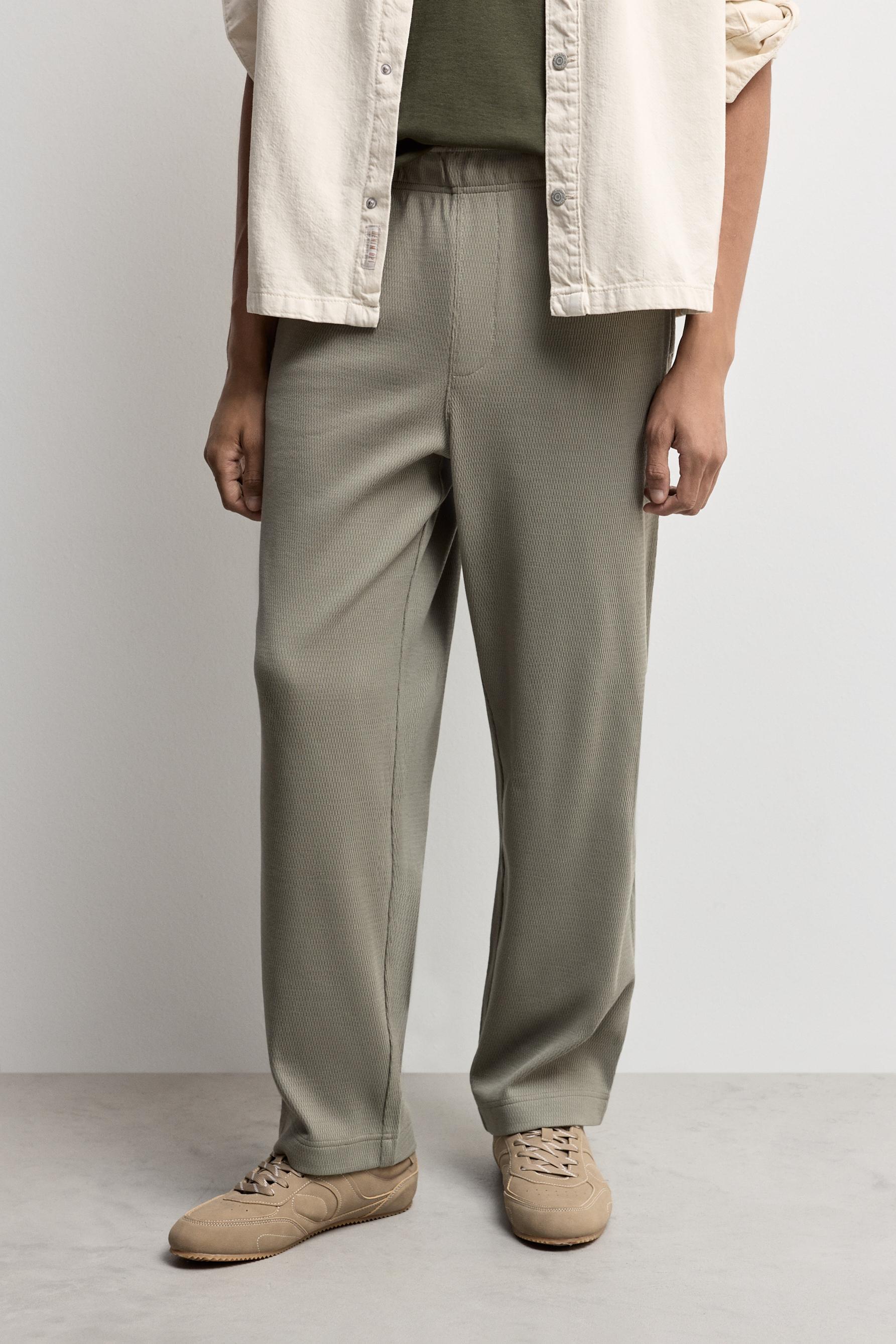 Textured tracksuit bottoms — KHAKI