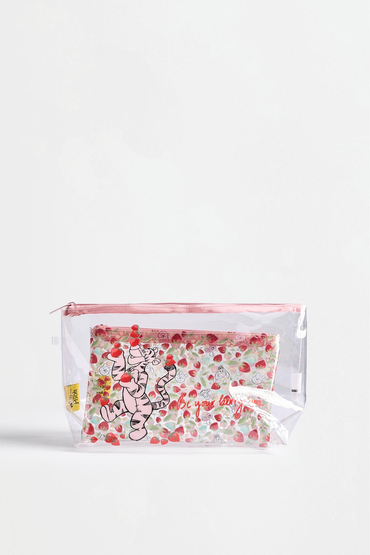 Set of 2 transparent Winnie the Pooh ©Disney toiletry bags — FADED PINK