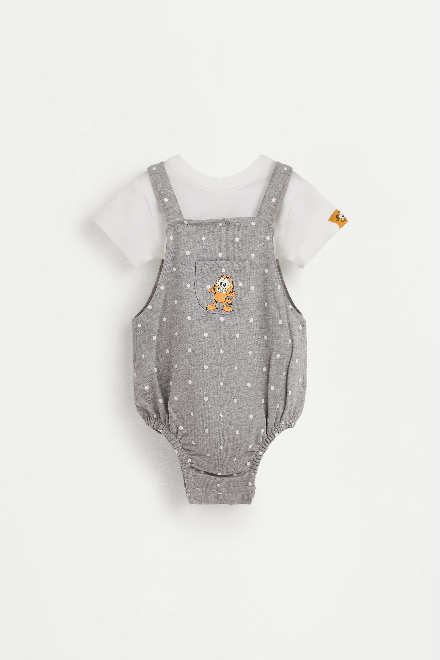 Garfield ©Nickelodeon T-shirt and overall set — GREY MARL