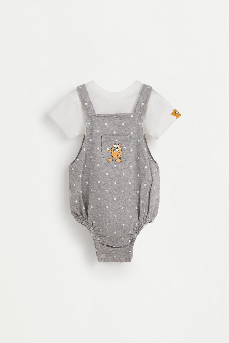 Garfield ©Nickelodeon T-shirt and overall set — GREY MARL