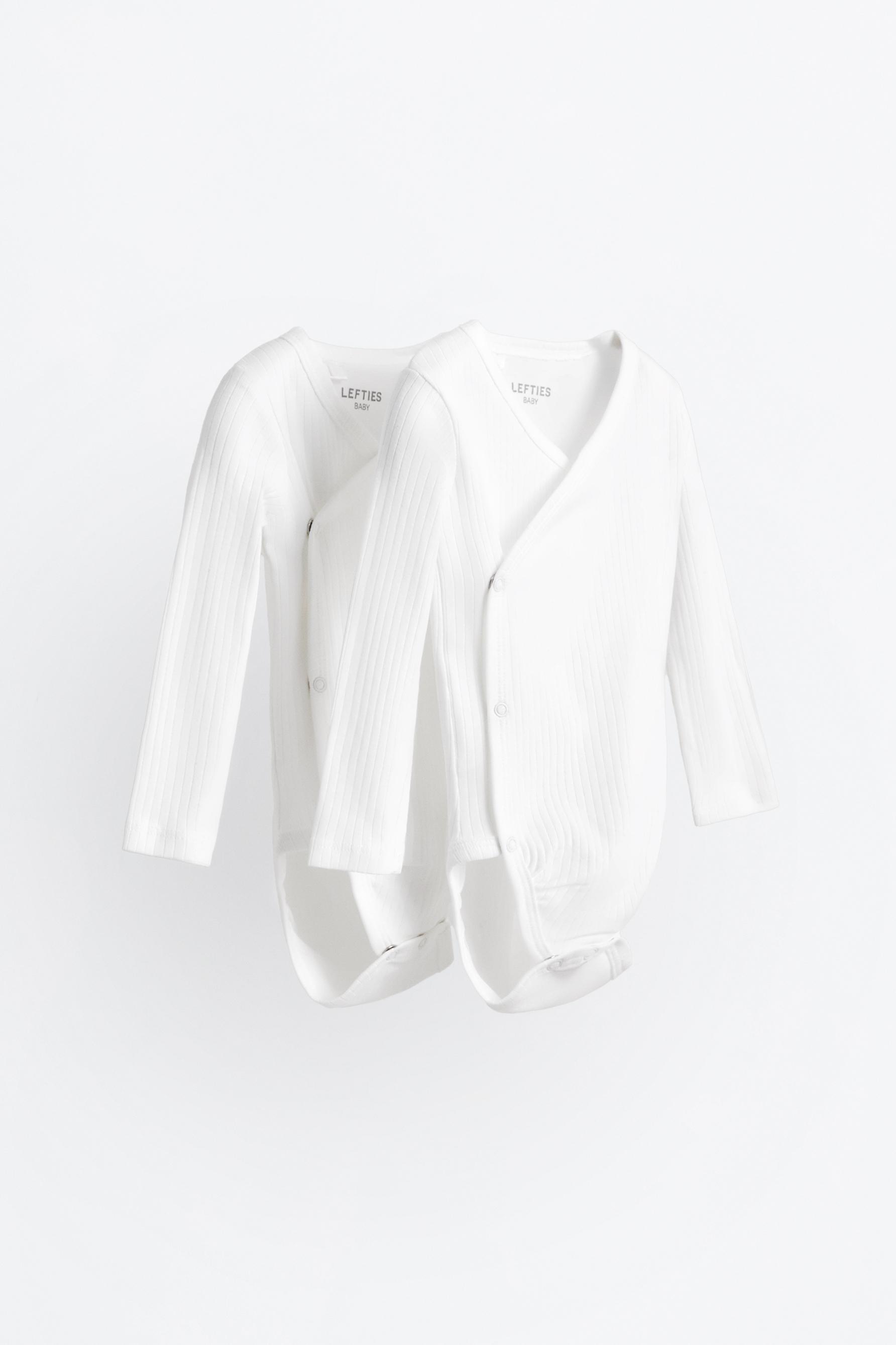 Pack of 2 ribbed kimono bodysuits — WHITE