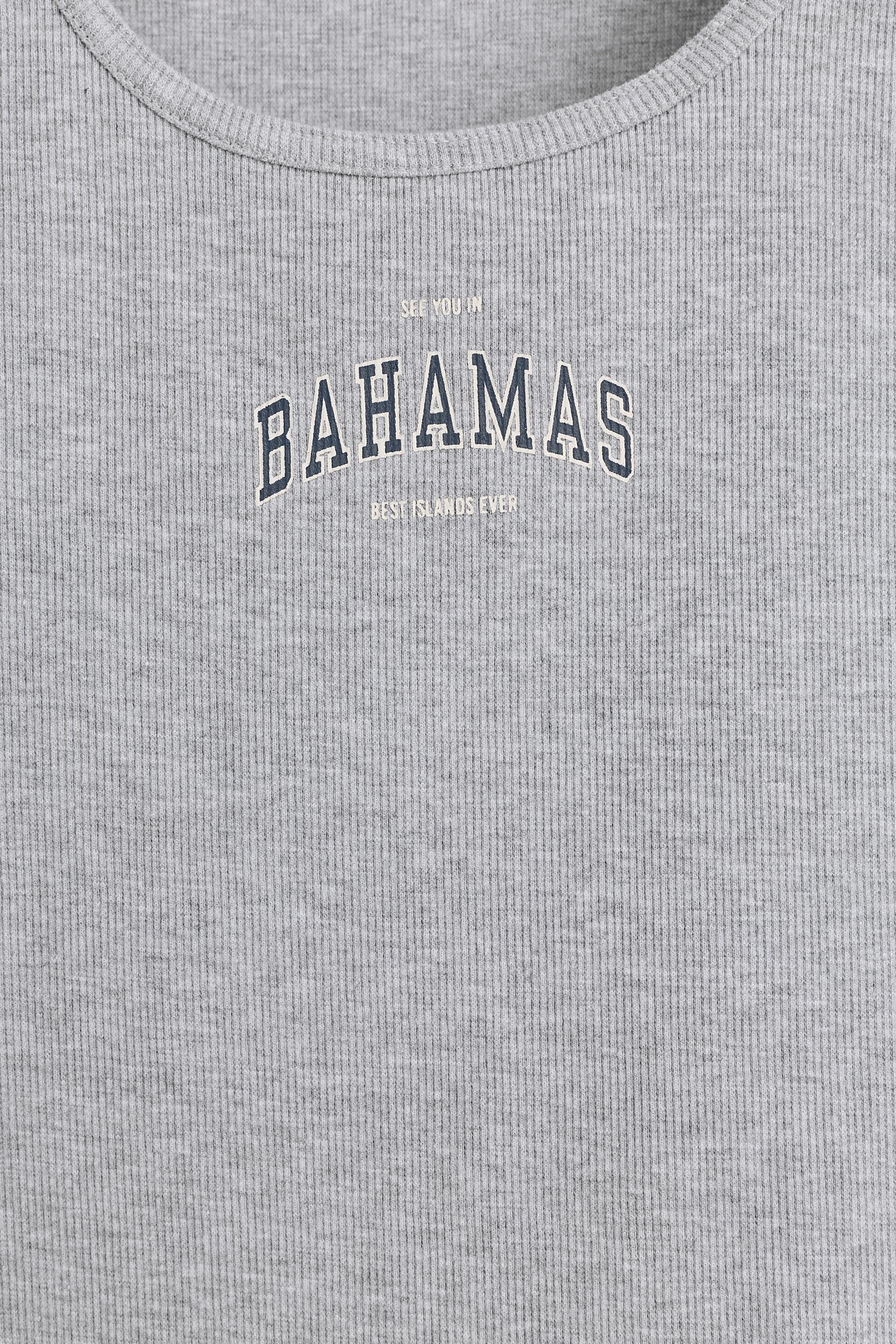 Printed rib top — GREY MARL