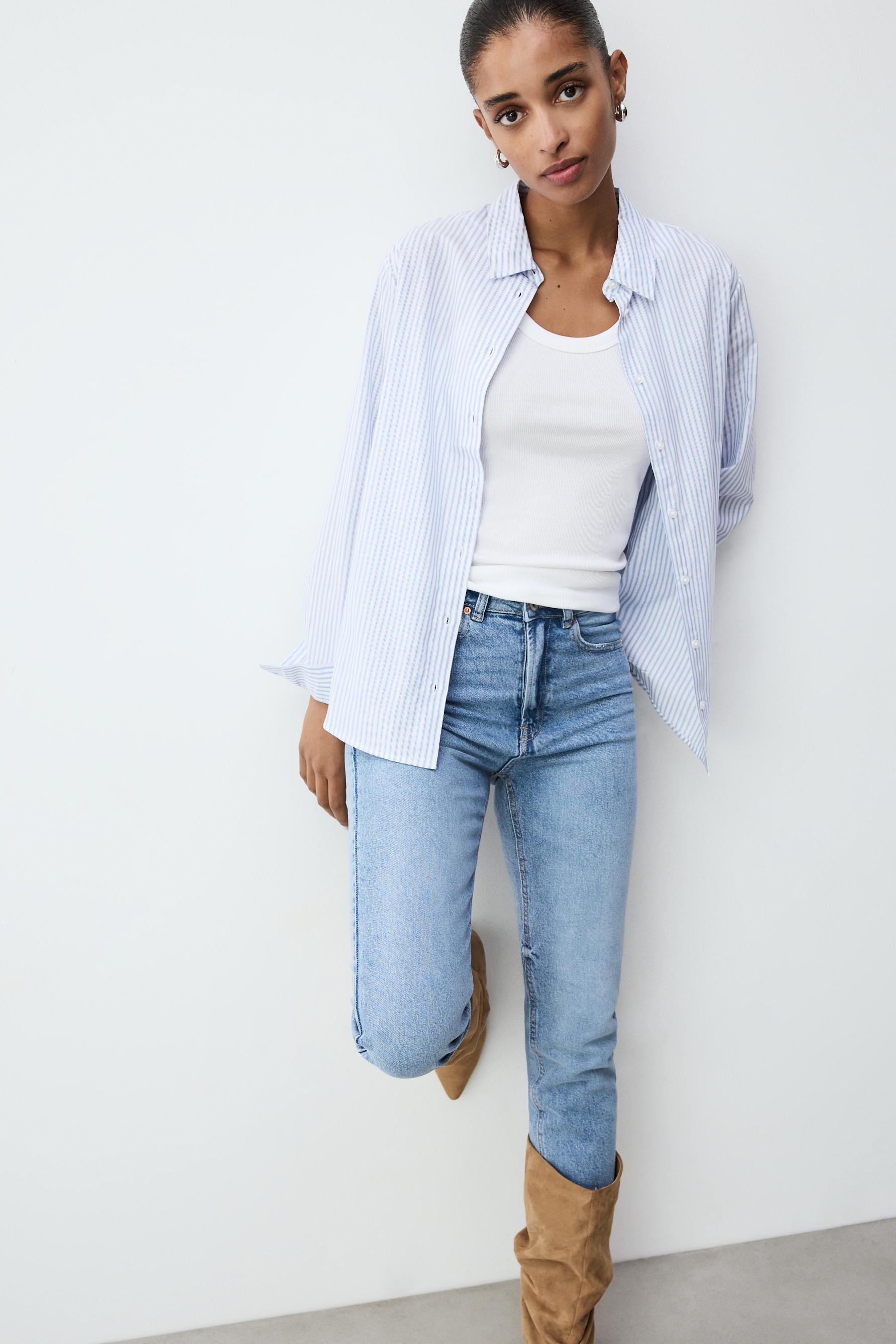 Basic poplin shirt — BLUE/WHITE