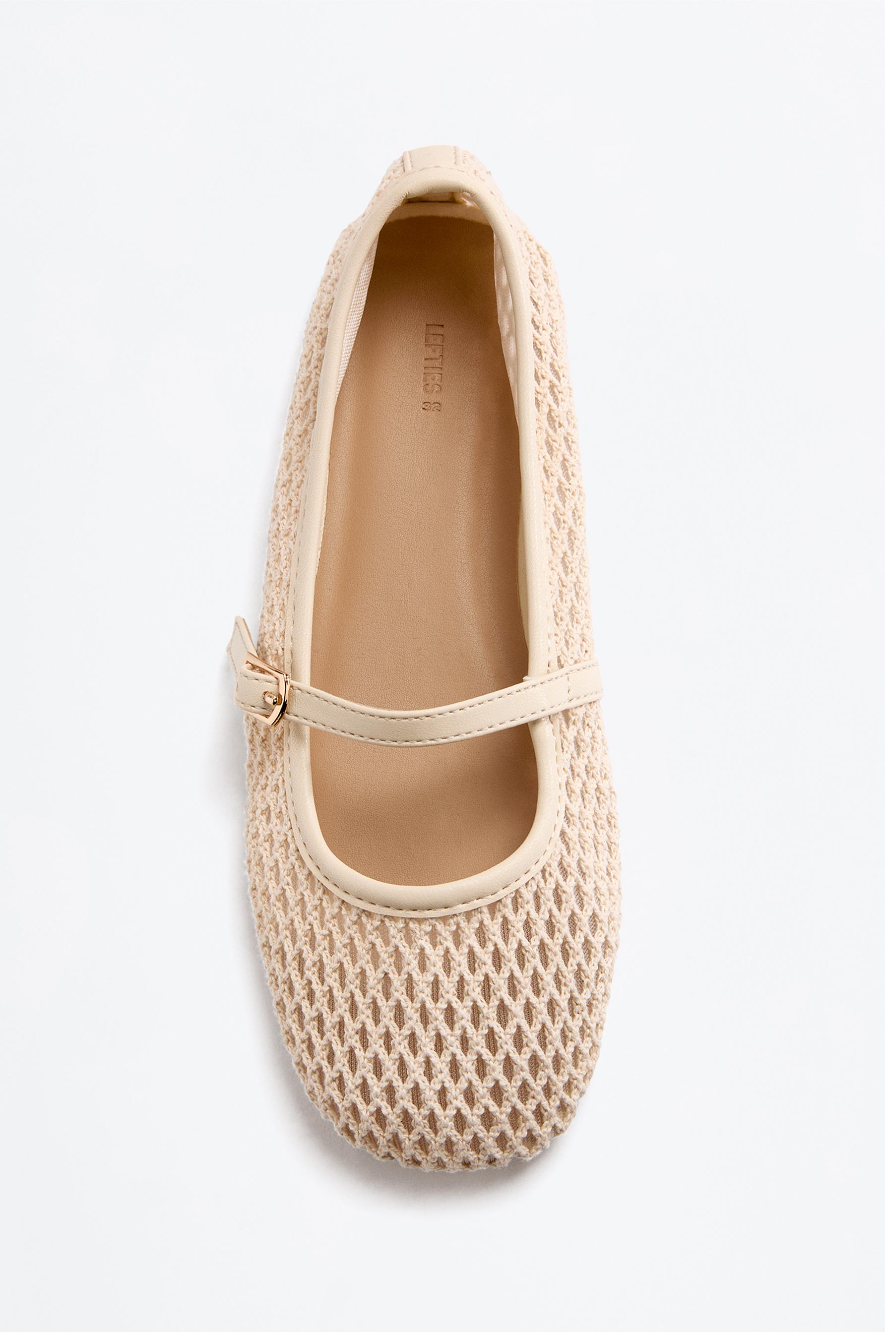 MESH BALLET FLATS — ECRU