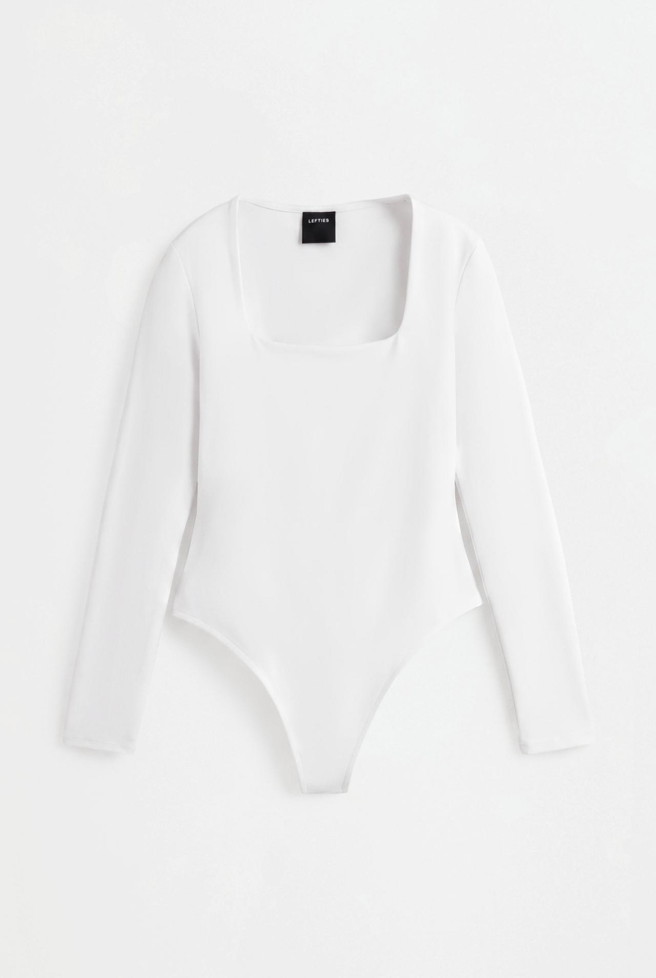 Polyamide square neckline bodysuit — WHITE