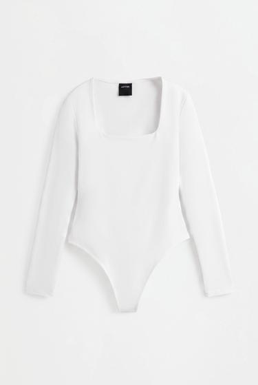 Polyamide square neckline bodysuit — WHITE 6