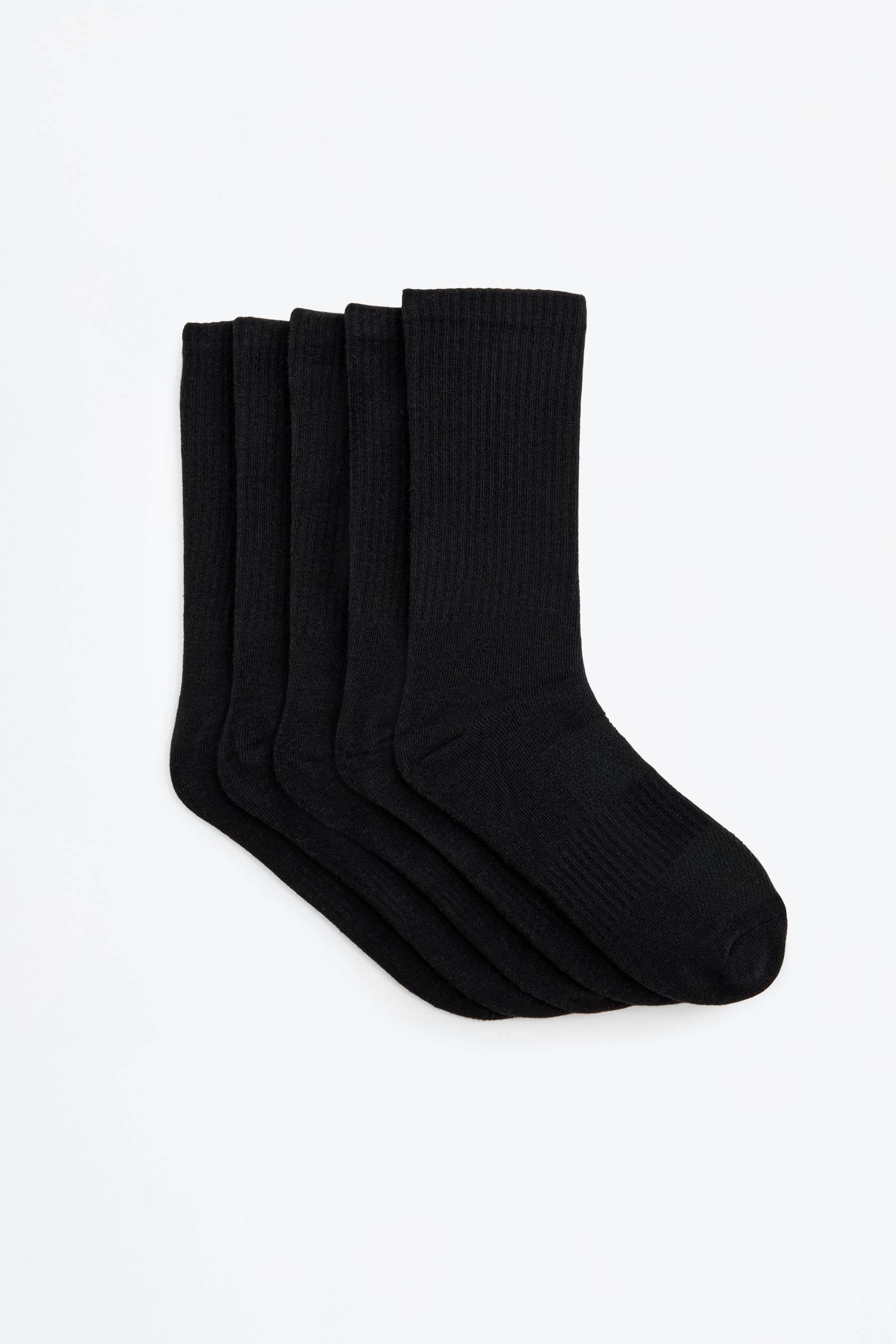 Long sports socks (Pack 5) — BLACK