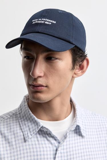 Text embroidery cap — BLUE/WHITE 1