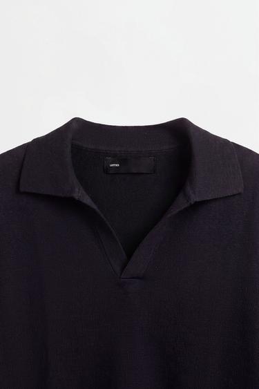 Long sleeve knit polo shirt — BLACK 7
