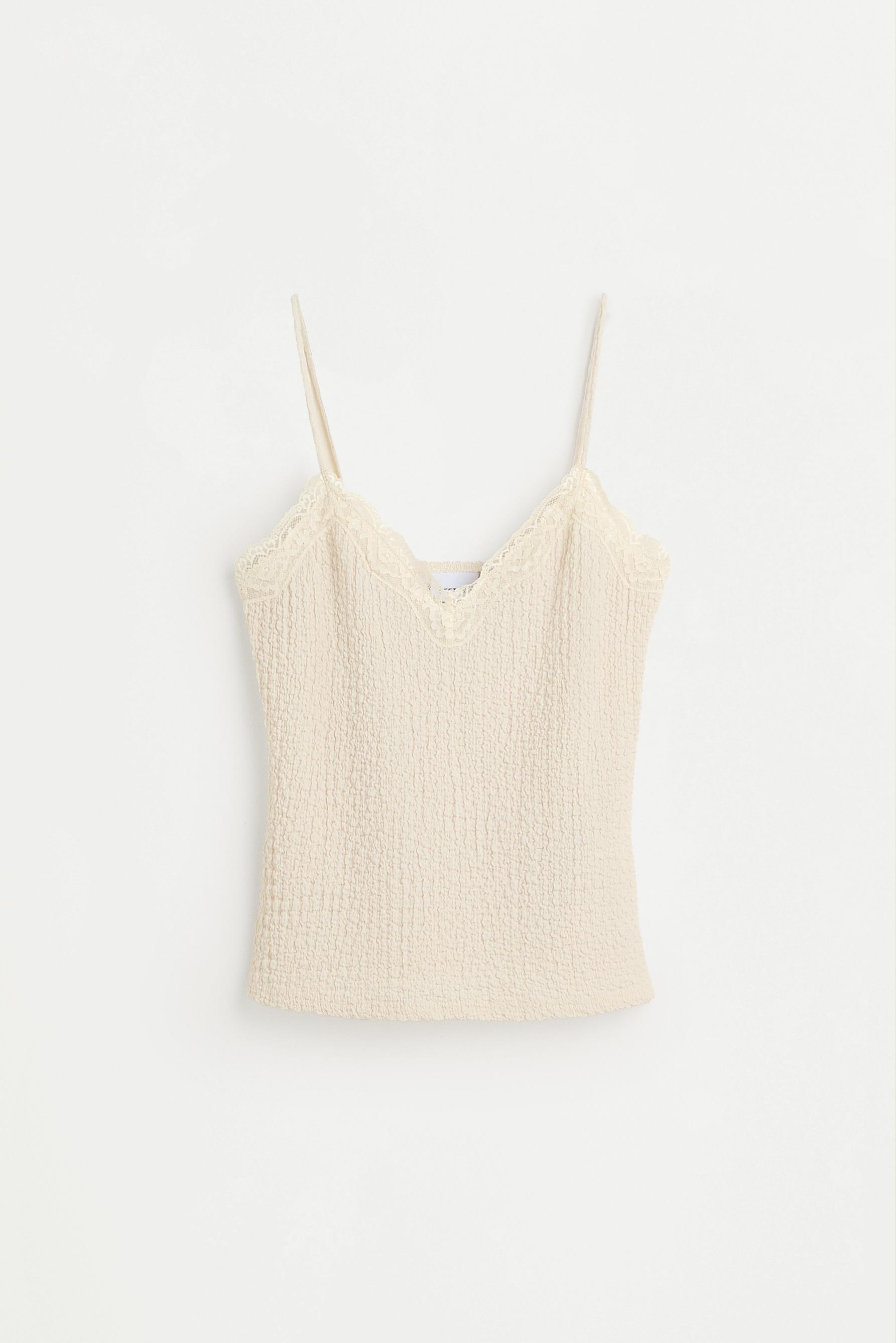 Textured strappy top — OFF WHITE