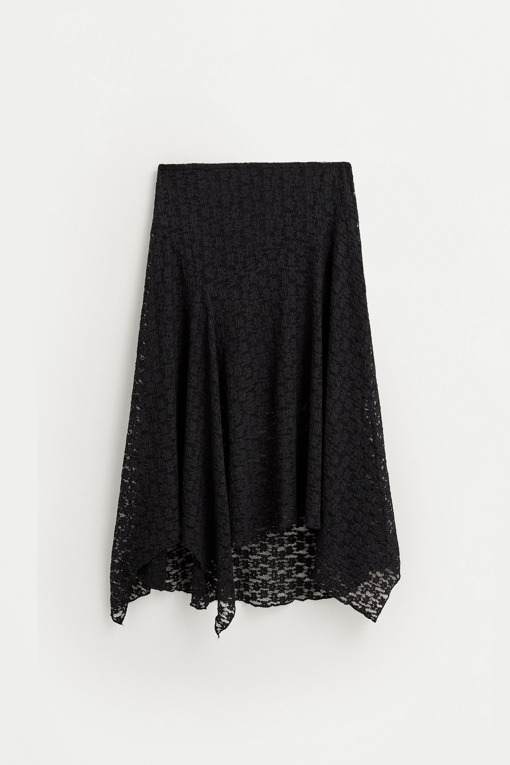 Lace midi skirt — BLACK