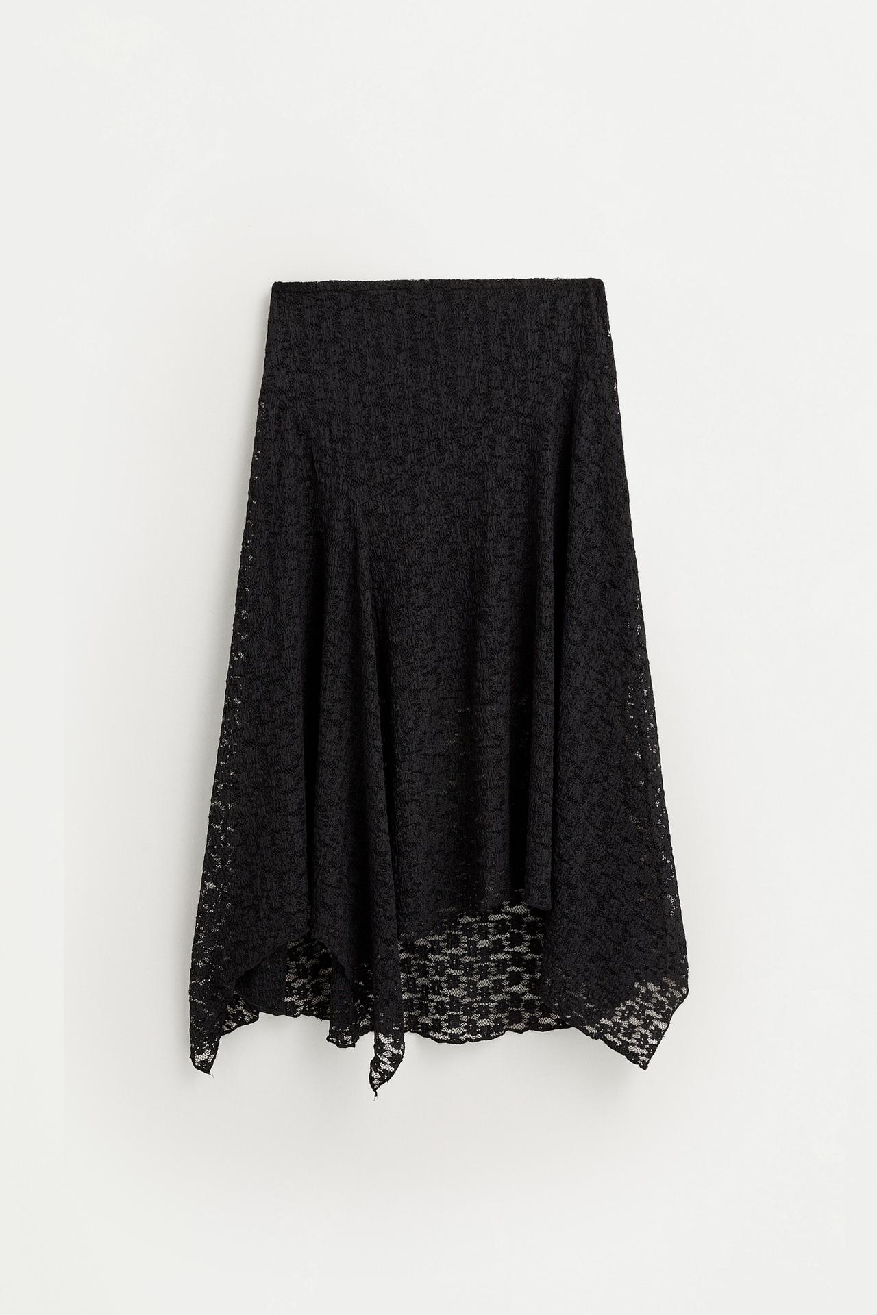 Lace midi skirt — BLACK