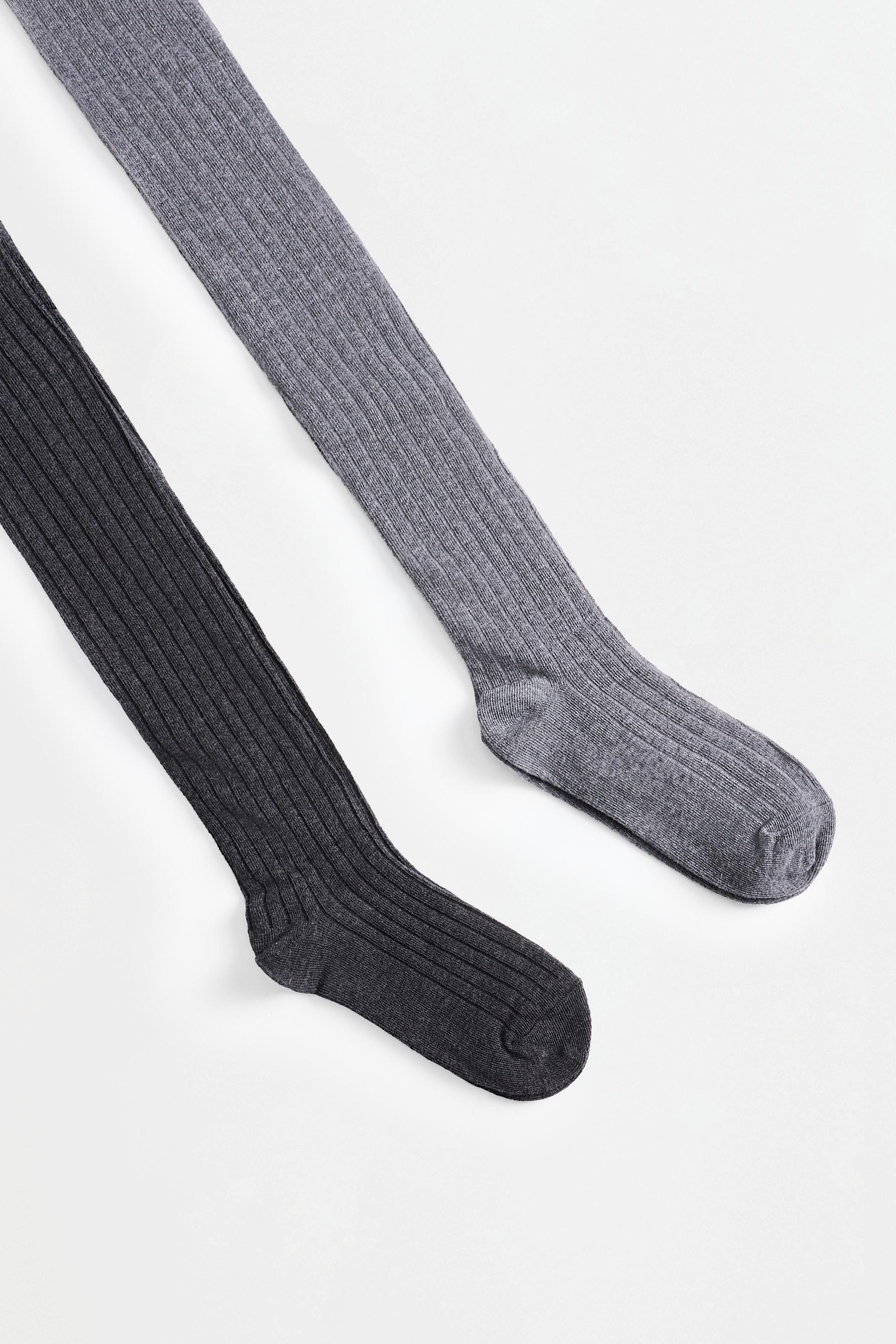 2-pack of ribbed tights — GREY MARL
