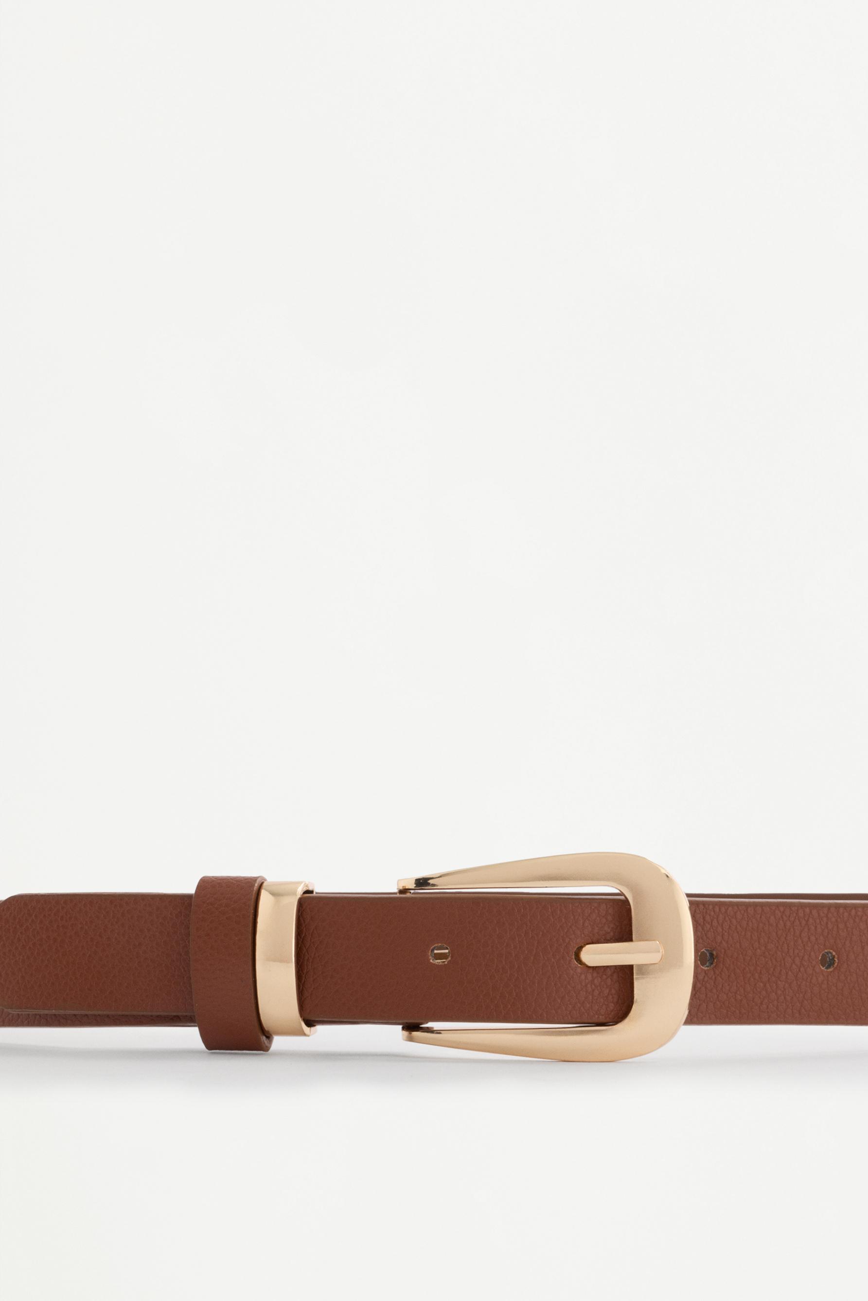 Thin leather effect belt — BROWN