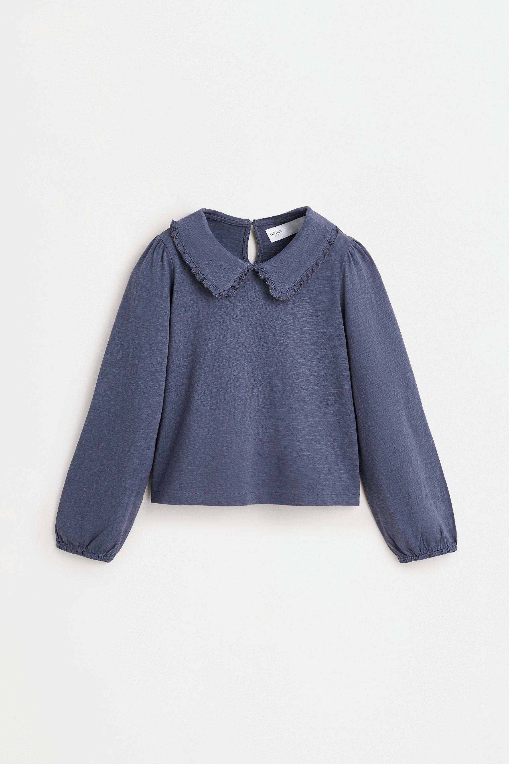 Peter Pan collar T-shirt — BLUE GREY