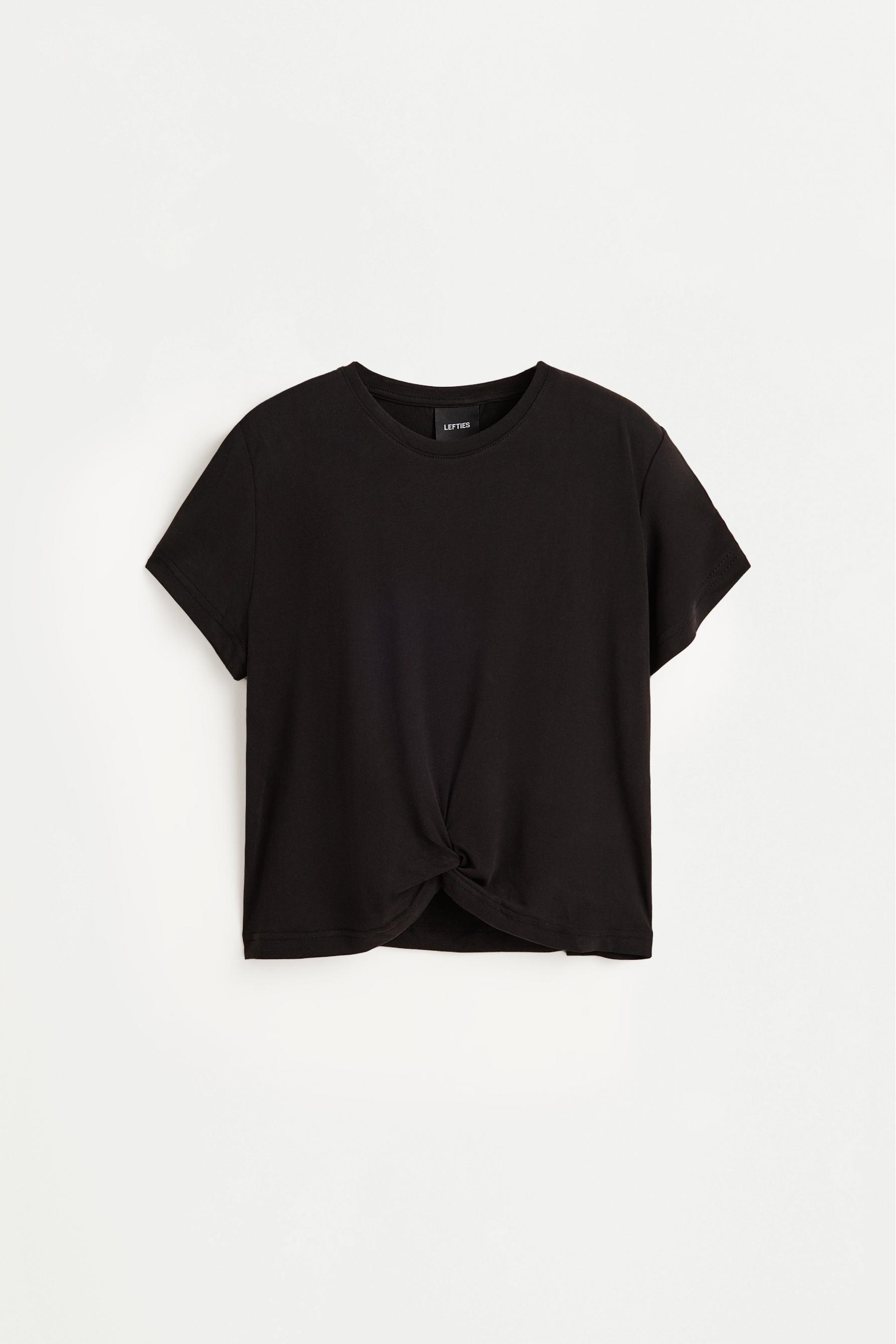 Flowing gathered T-shirt — BLACK