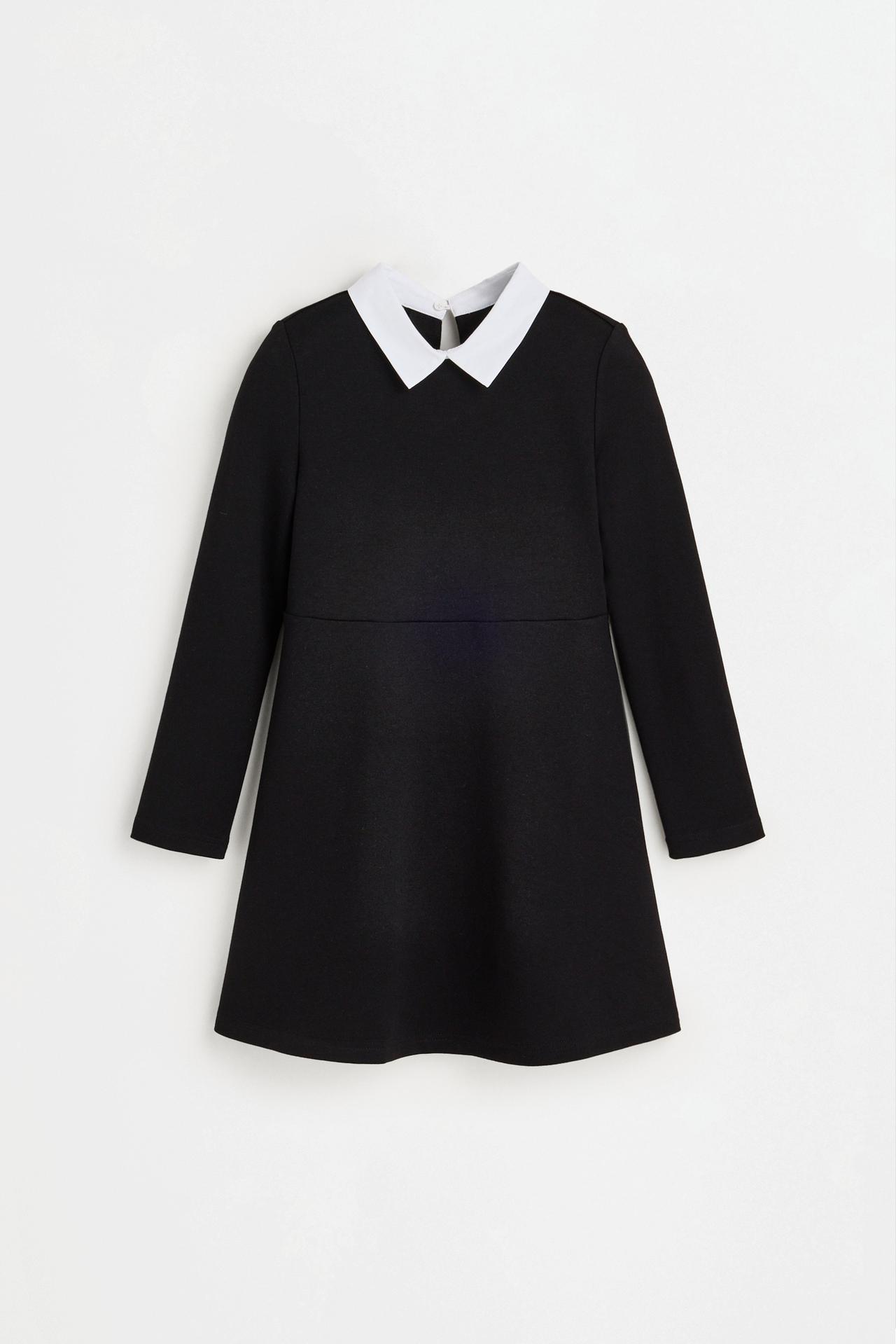 Shirt collar dress — BLACK