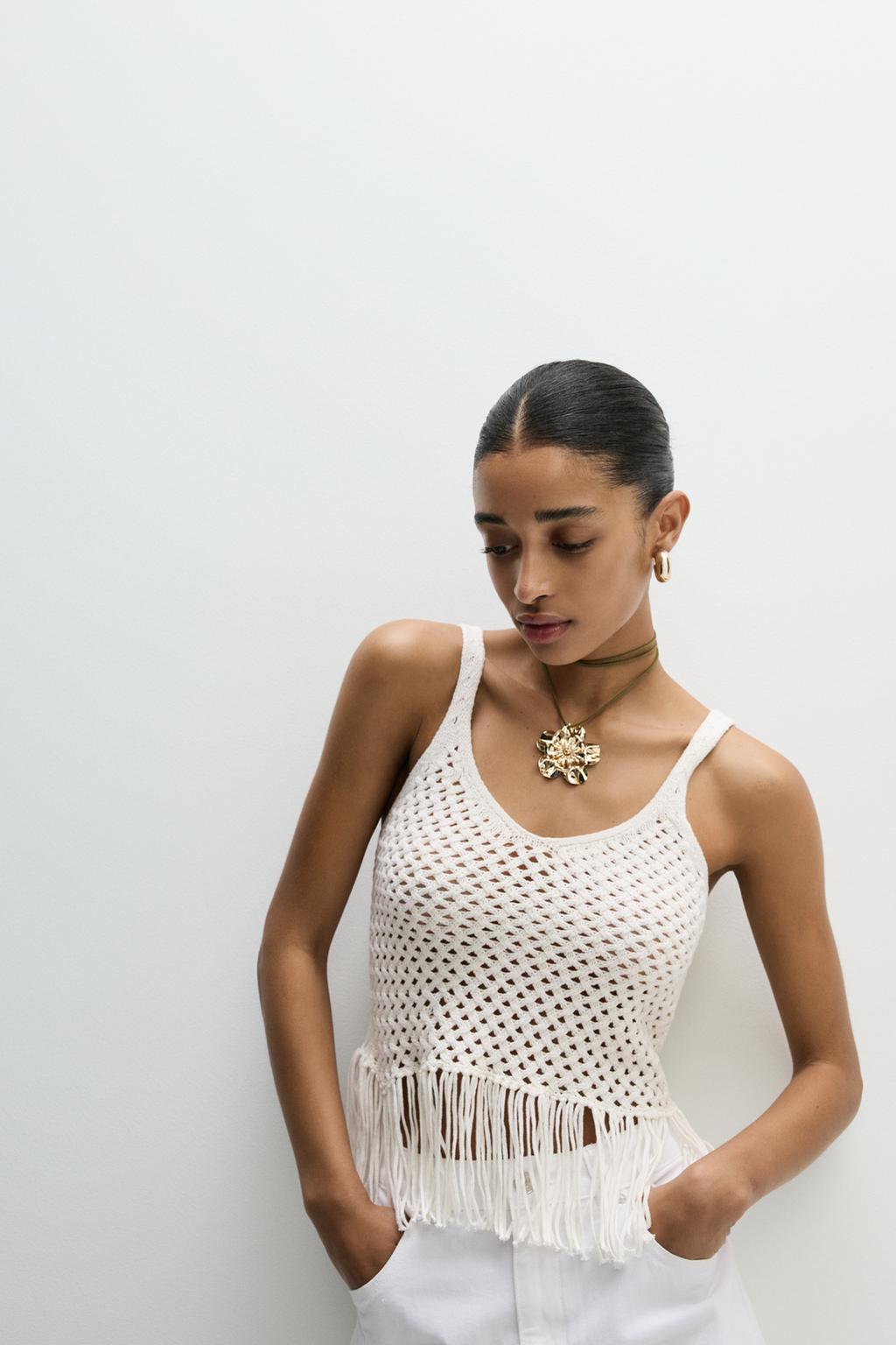 Fringed knitted top