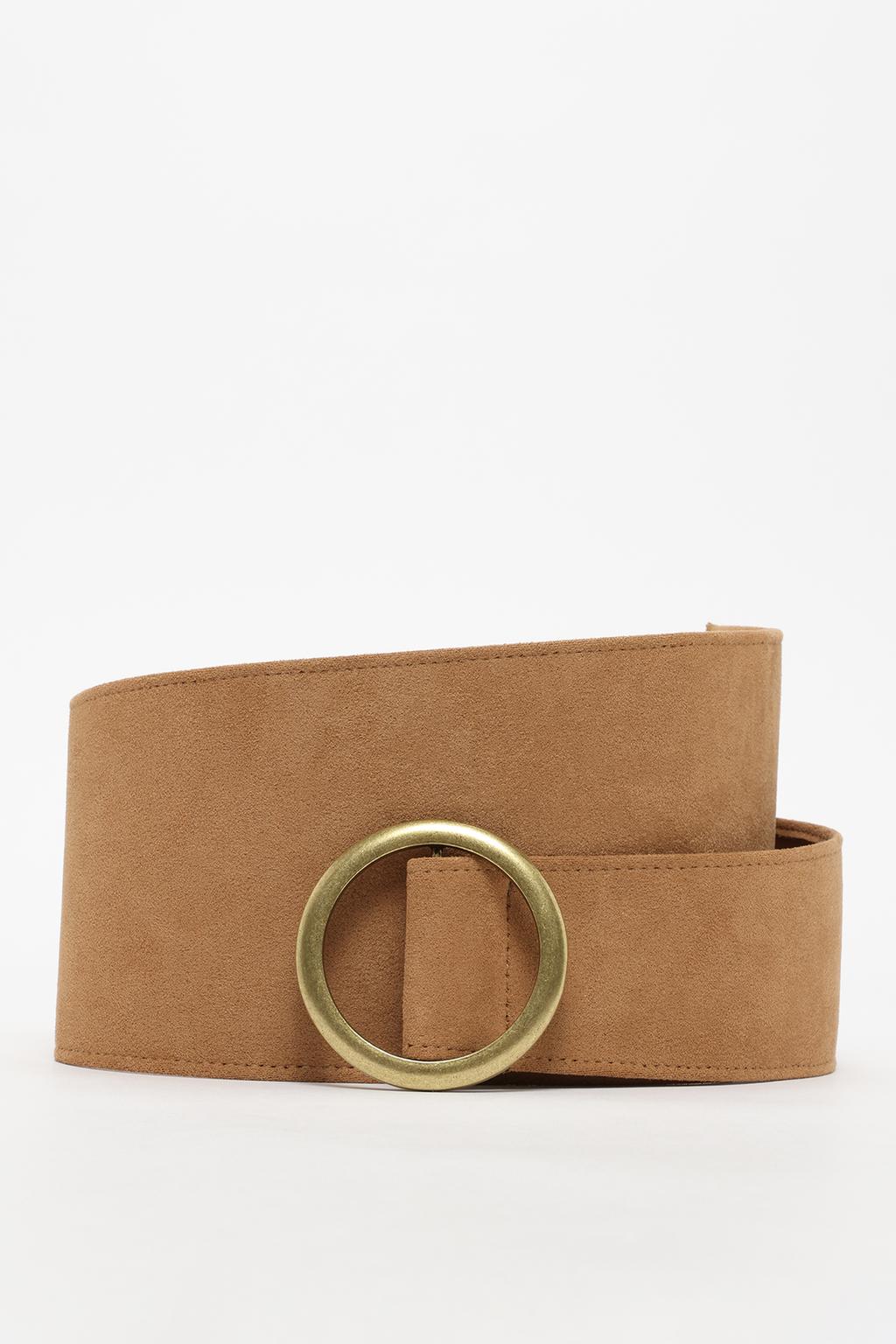 Asymmetric faux suede belt