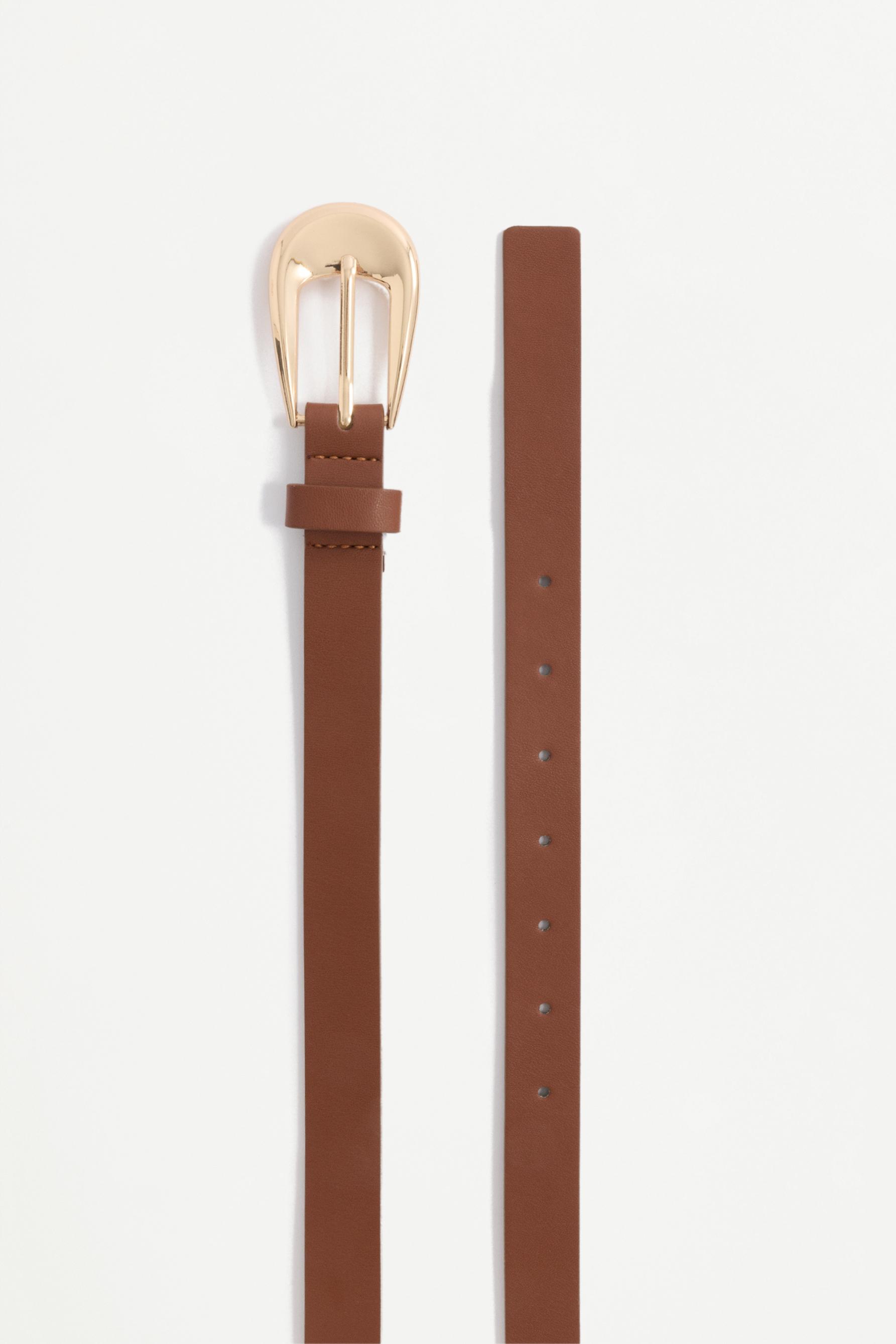 Thin oval buckle belt — BROWN