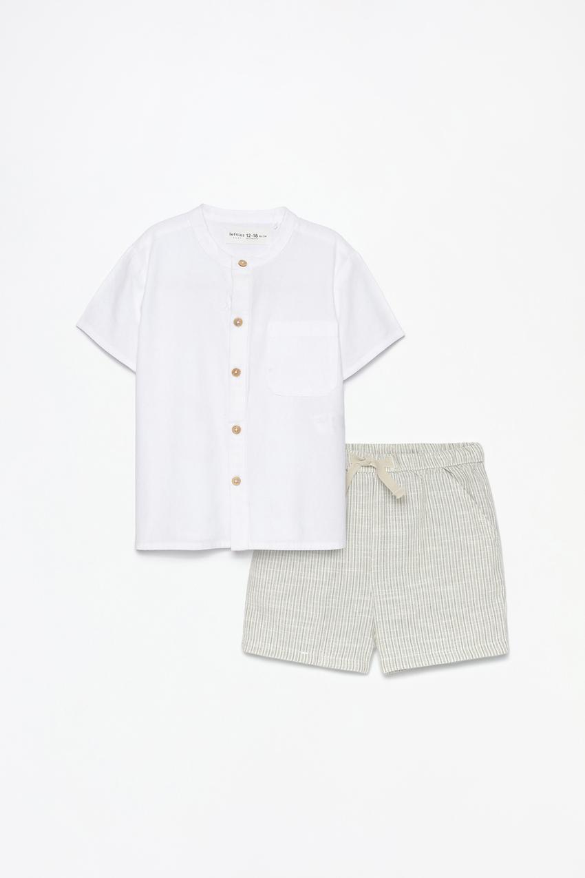 Bermuda Conjunto Lino Hombre Conjunto Camisa Mao Y Bermuda