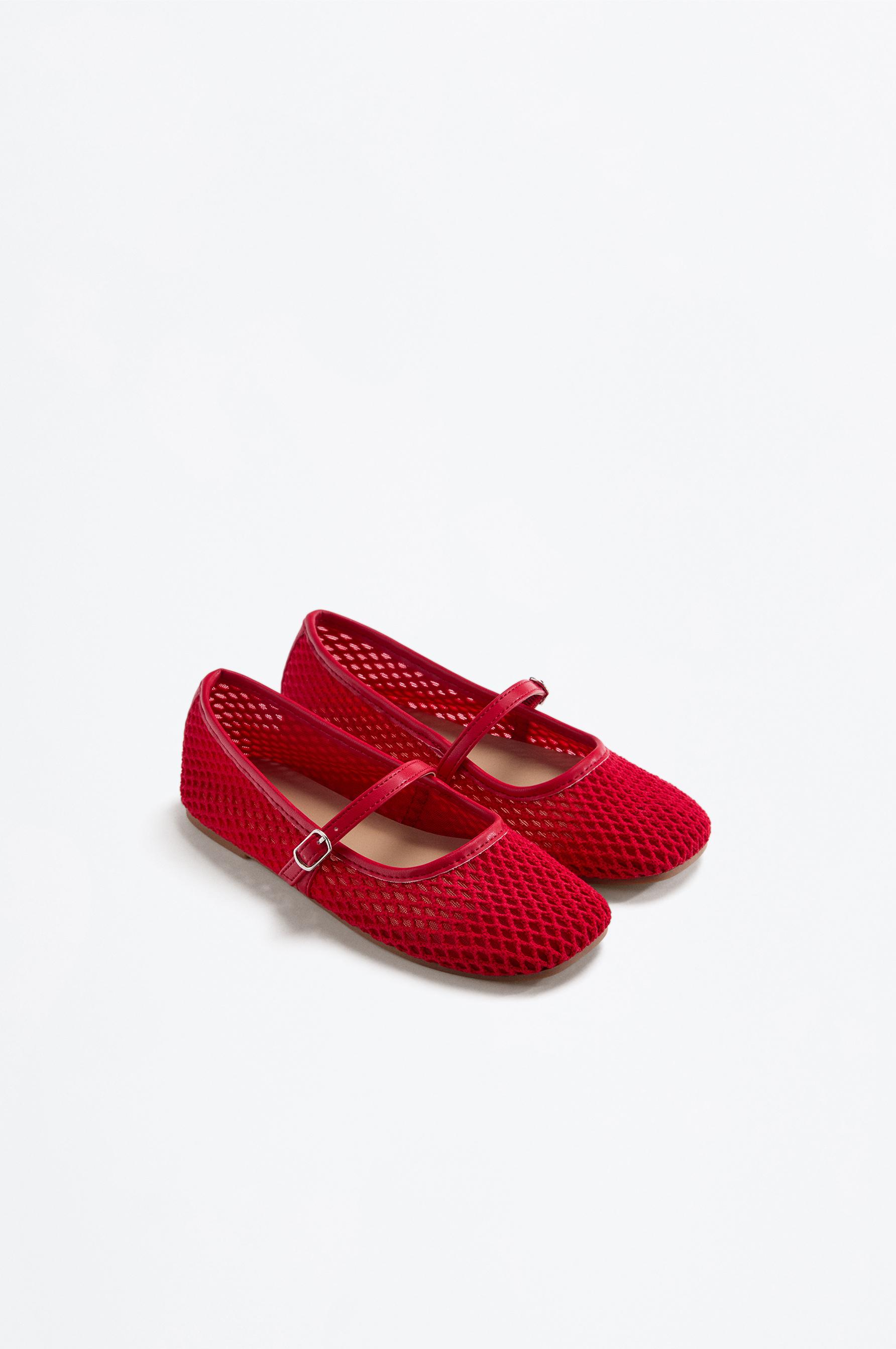 MESH BALLET FLATS — RED