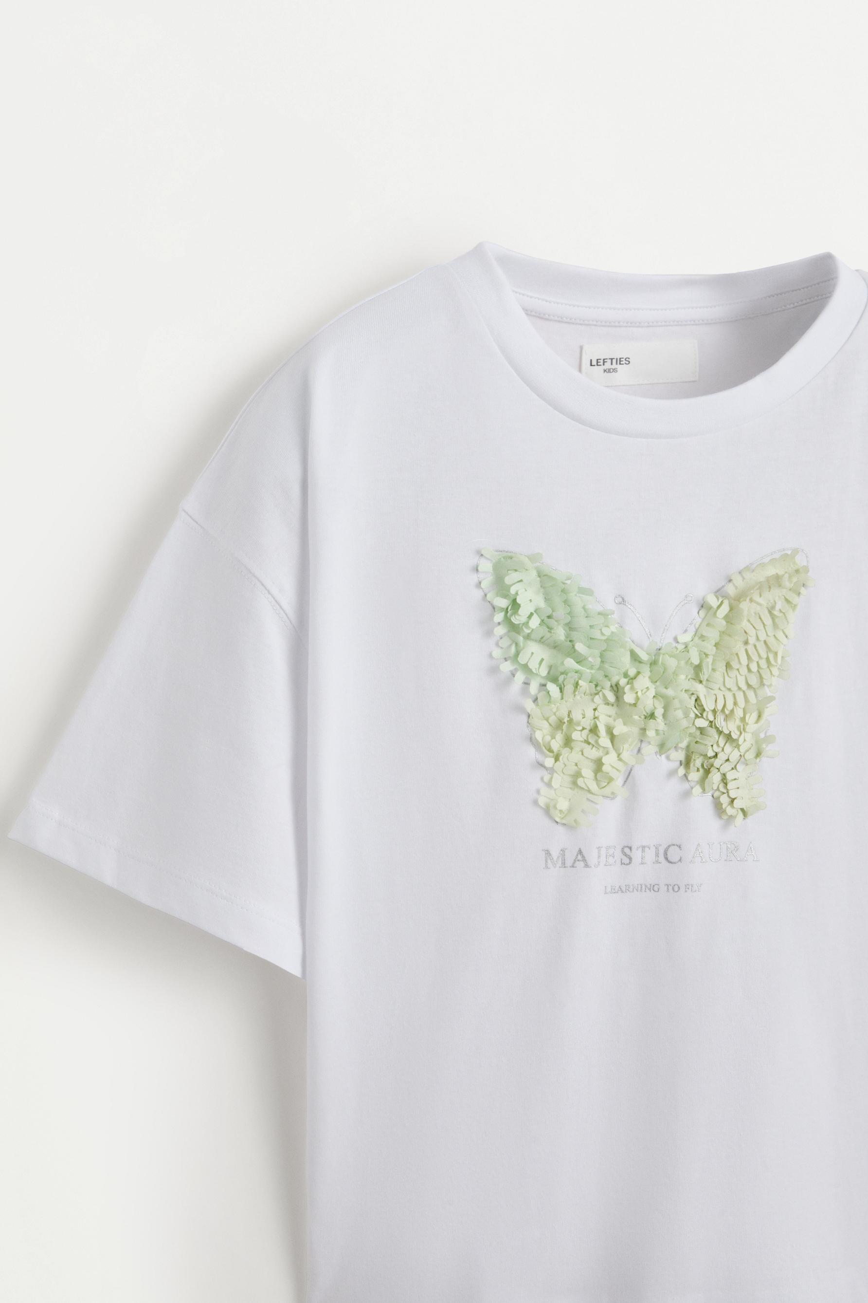 T-shirt with tulle appliqués — OFF WHITE