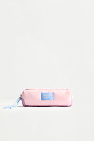 Padded color-block pencil case — PASTEL PINK 1