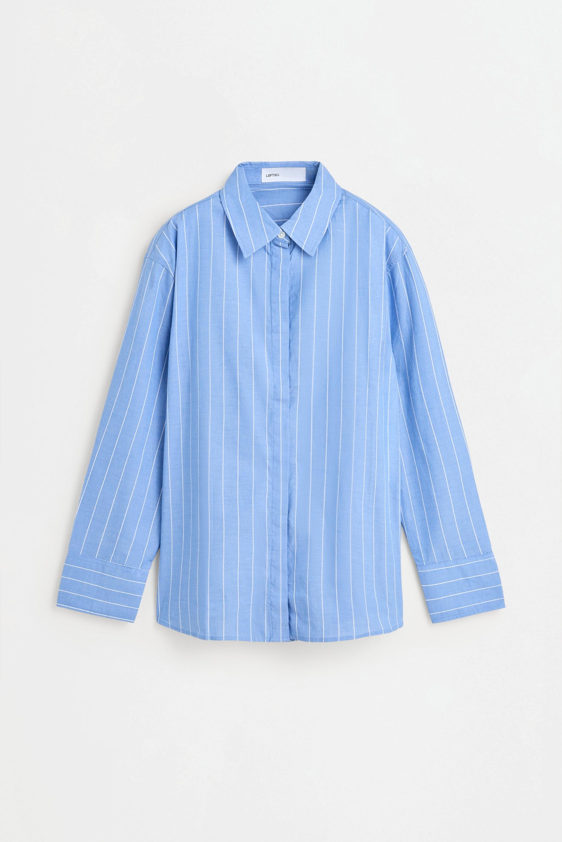 Basic striped poplin shirt — BLUE