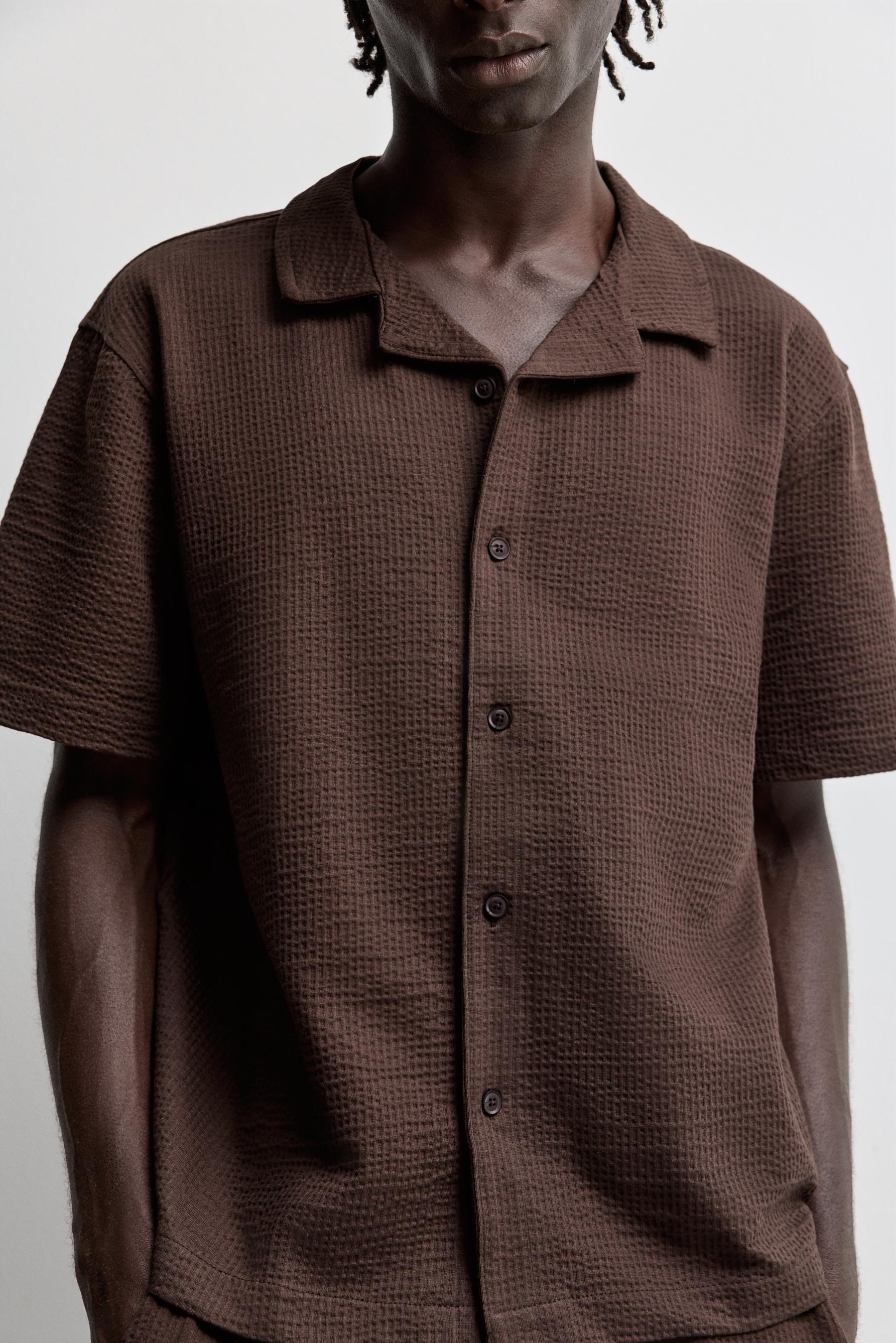 Seersucker shirt — CHOCOLATE
