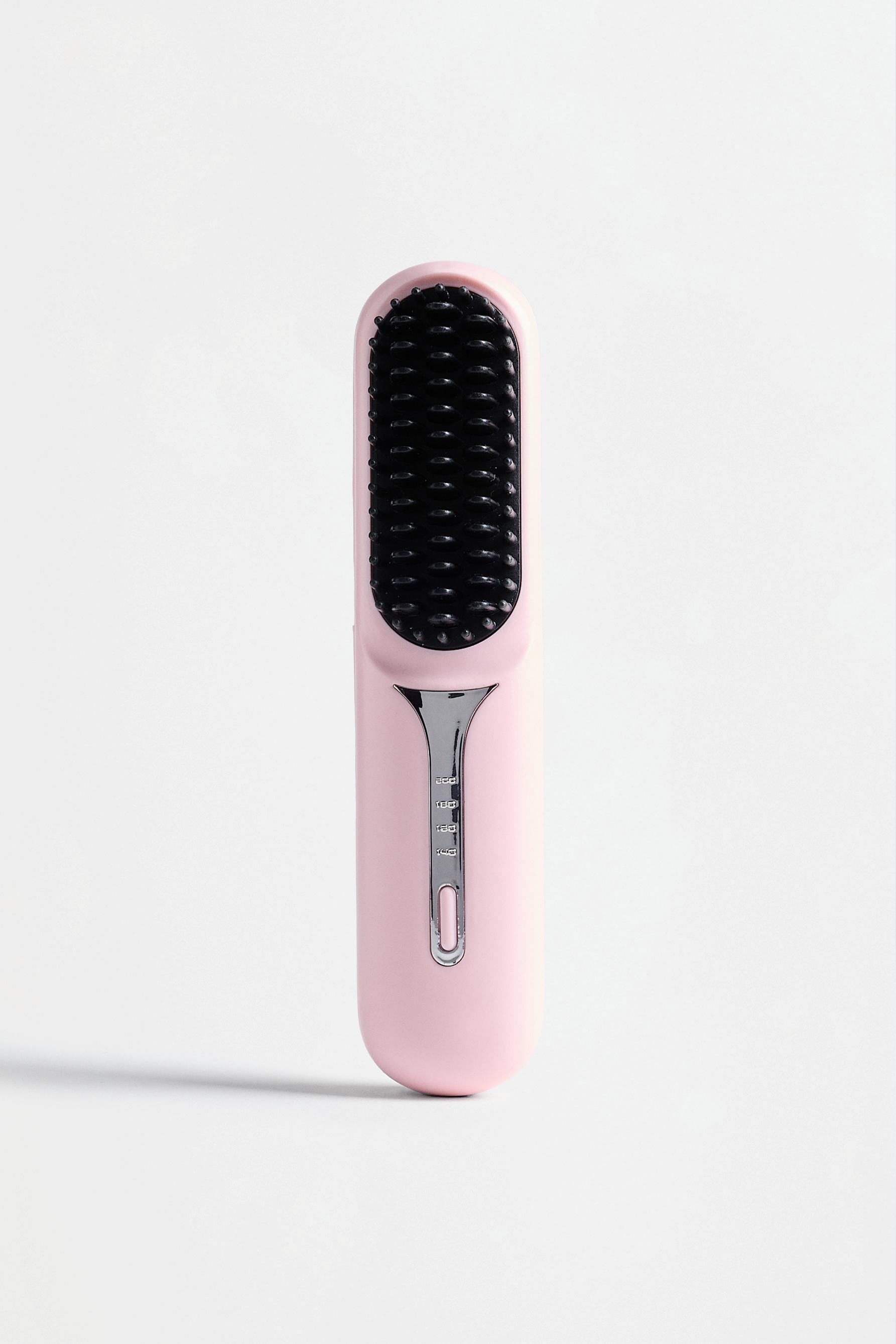 Portable hair straightening brush — ROSE PINK