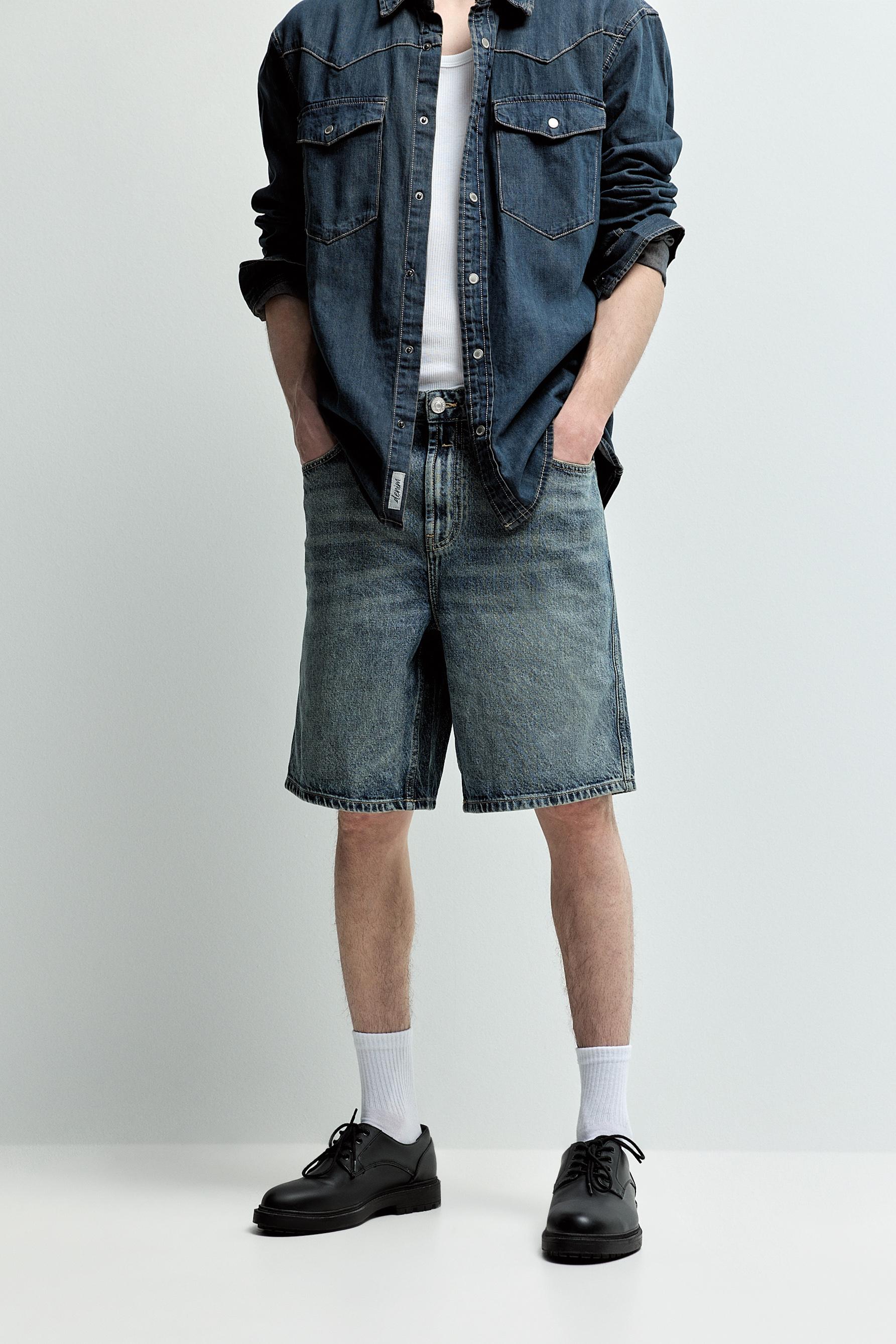 Straight denim Bermuda shorts — ROYAL BLUE