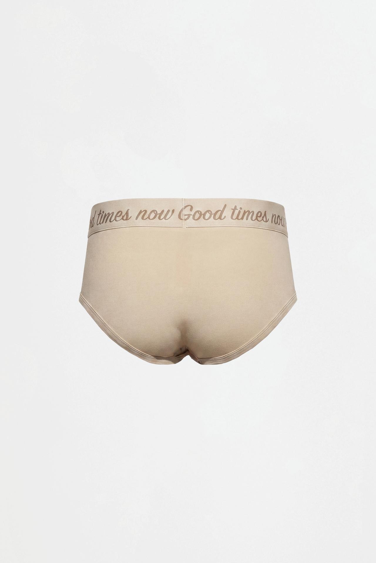 Briefs with text (Pack of 5) — BROWN