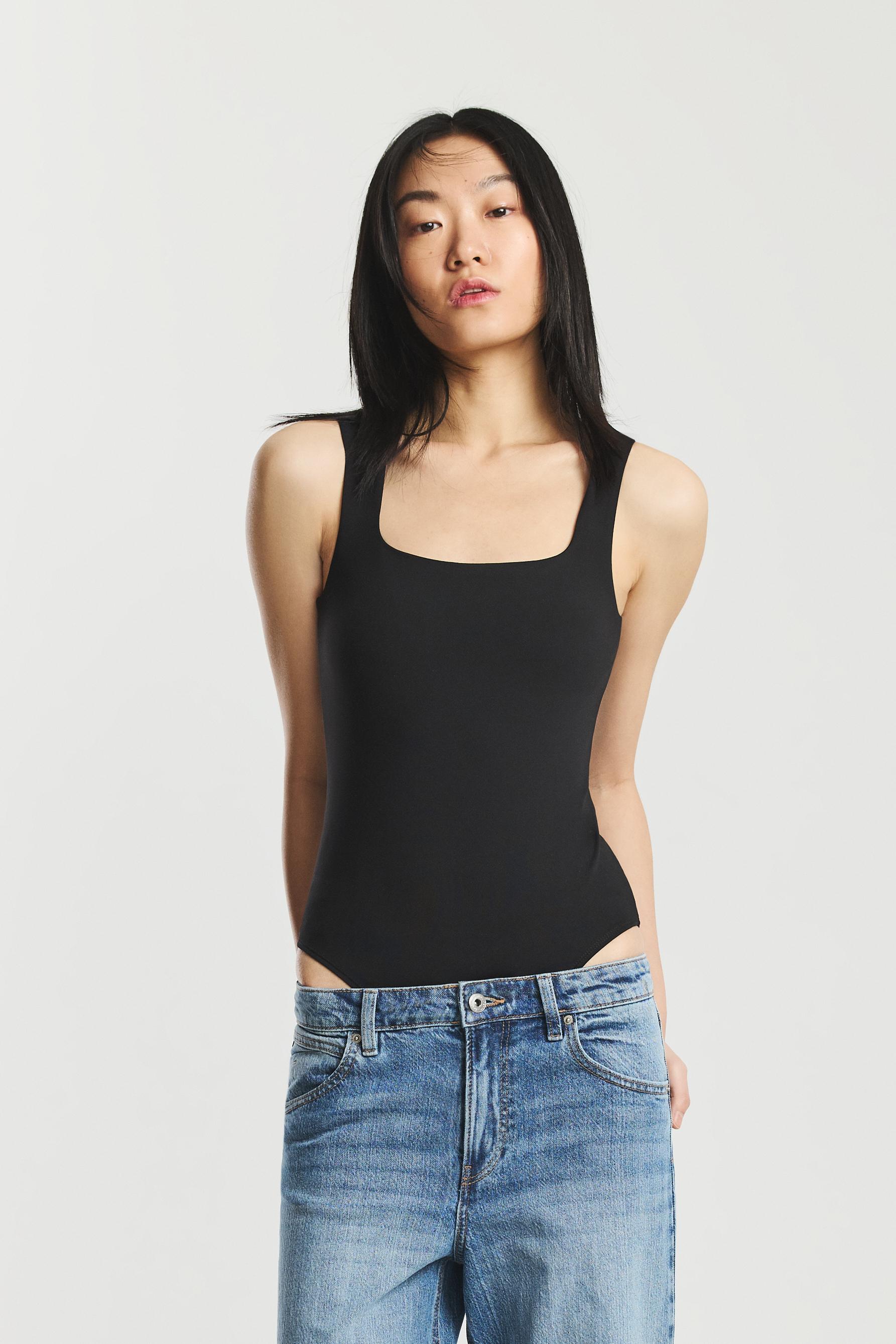 Polyamide strap bodysuit — BLACK