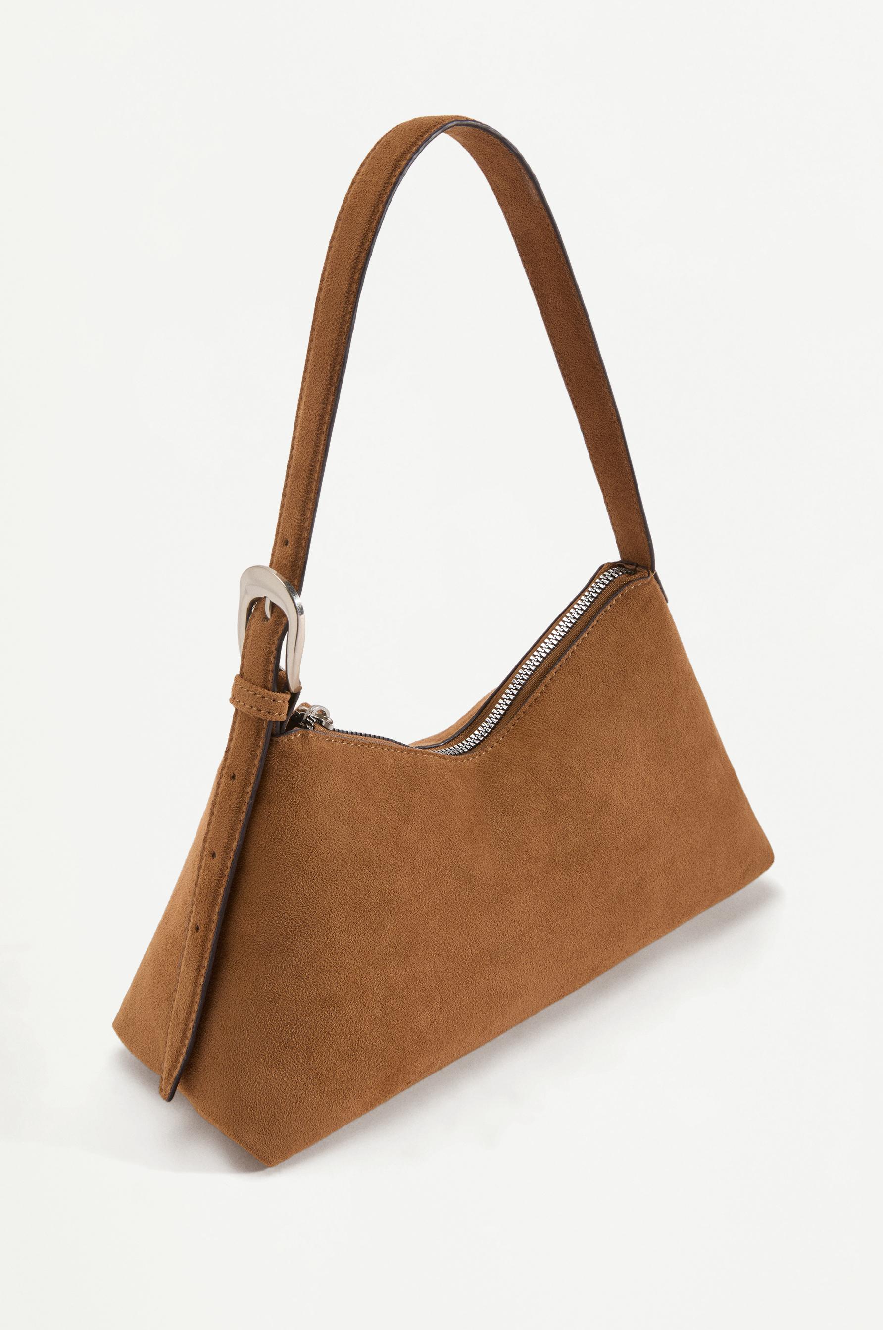 Faux suede shoulder bag — CAMEL