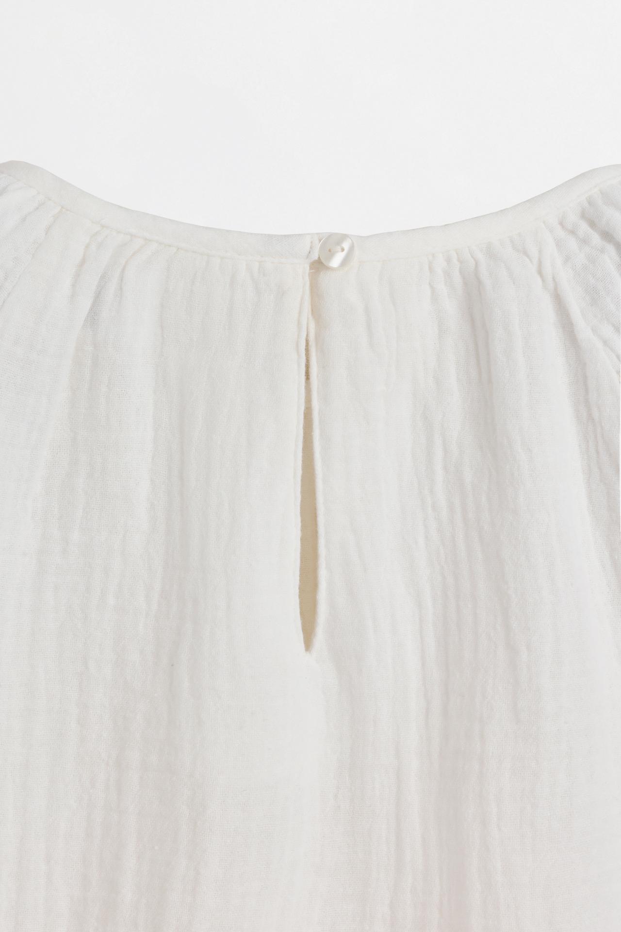 Double gauze blouse with openwork trim — OFF WHITE