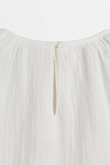 Double gauze blouse with openwork trim — OFF WHITE 4