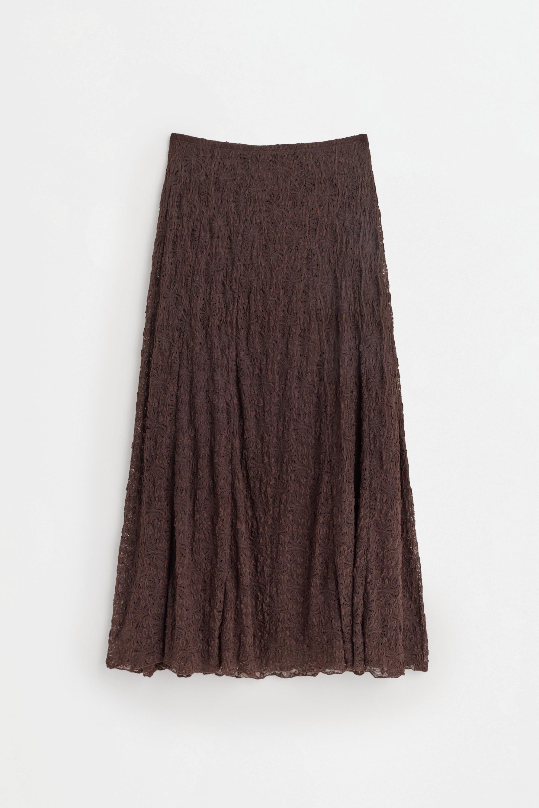 Lace midi skirt — CHOCOLATE
