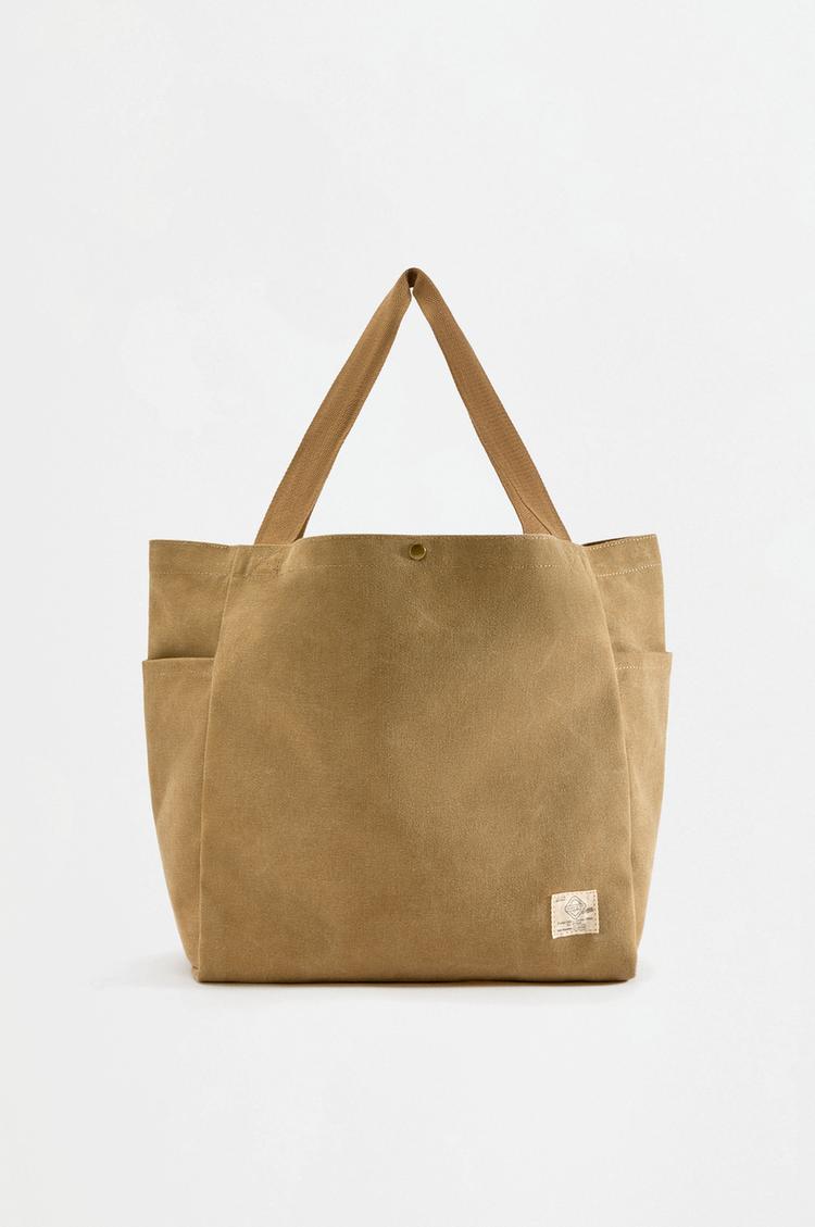 Canvas shopper bag — BEIGE