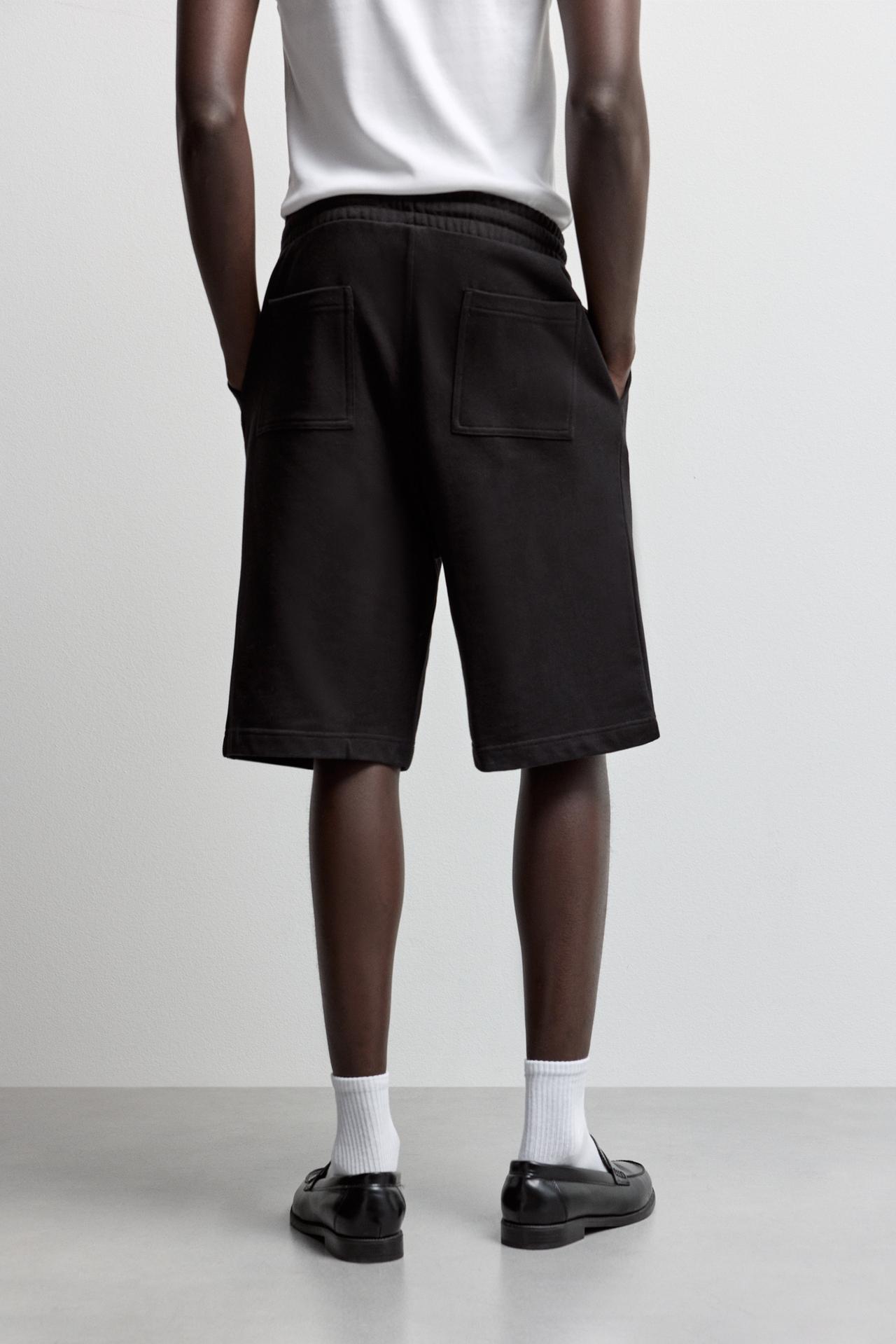 Baggy tracksuit Bermuda shorts — BLACK