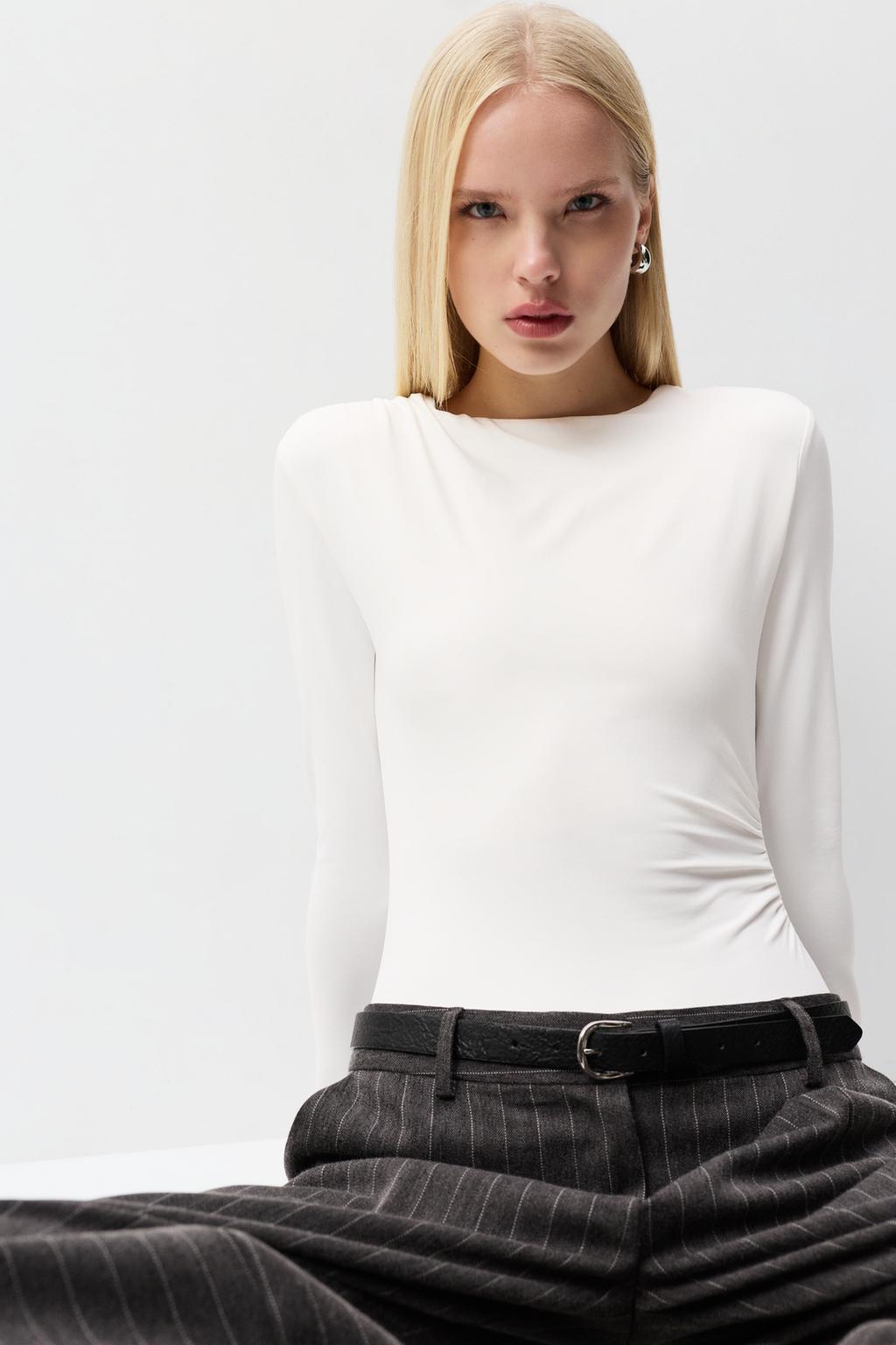 Gathered polyamide bodysuit