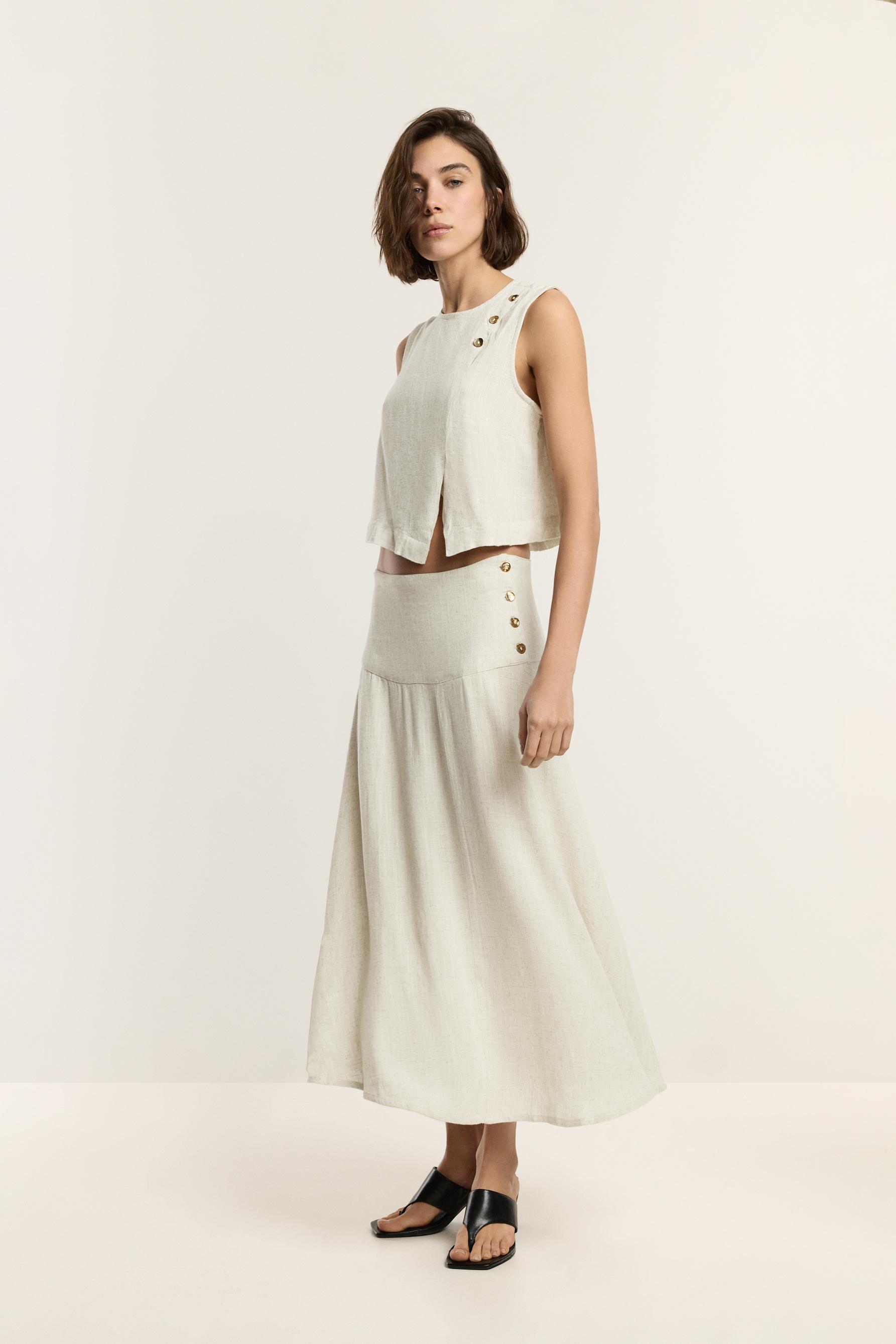 Falda midi denim ligero