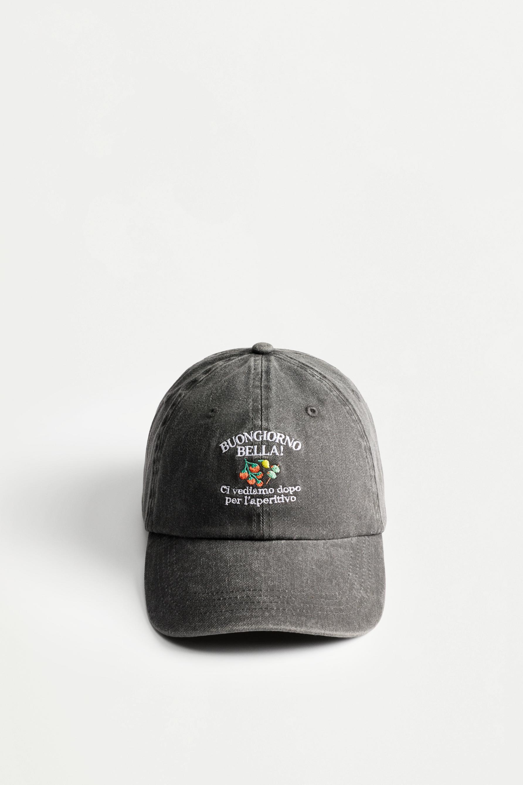 Snack-themed embroidered cap — WHITE/BLACK