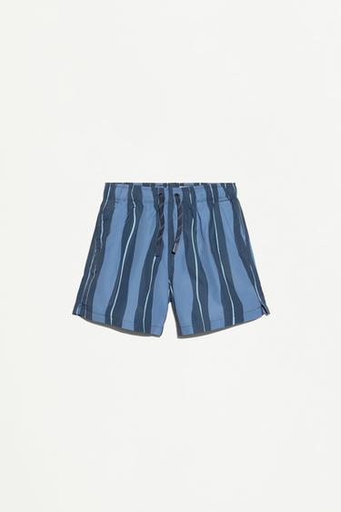 Printed Swim Trunks — FADED BLUE 1