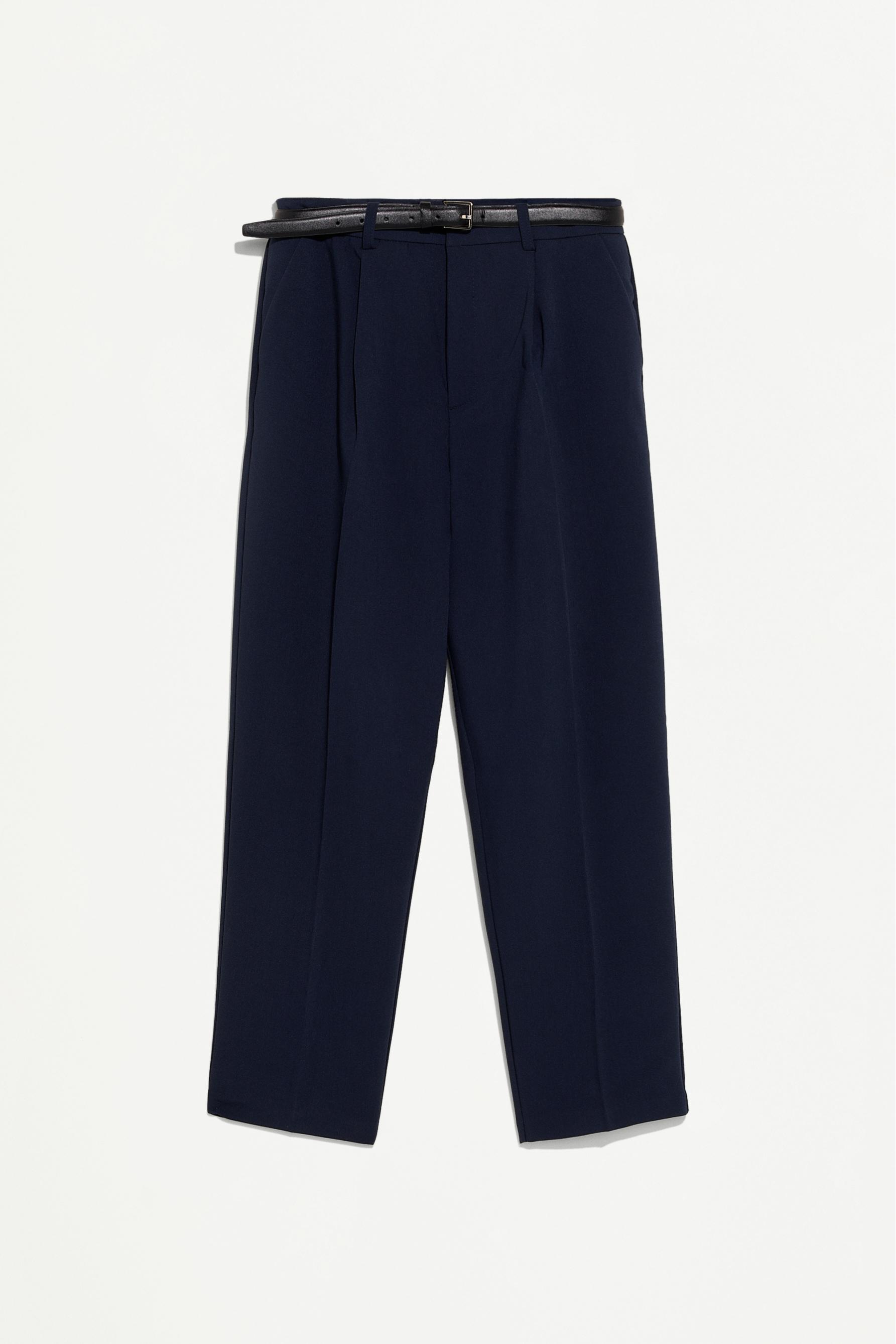 Carrot fit dress trousers — NAVY BLUE